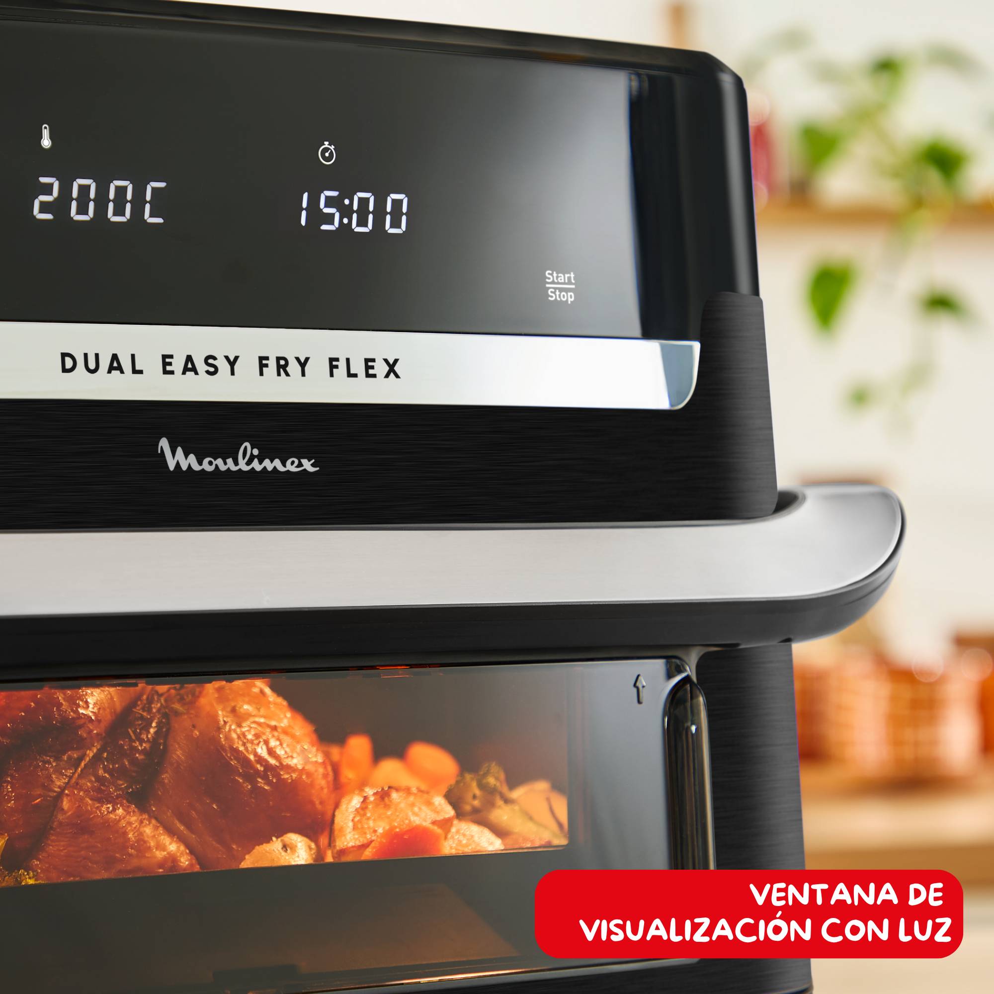 Dual Easy Fry Flex, Freidora de Aire con Separador FlexCook, 9 L, 7 programas, Hasta 8 personas, Negro