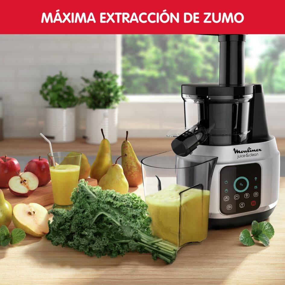 Juice & Clean, Licuadora, 6 programas, 2 velocidades, Silenciosa, Accesorios, Inox