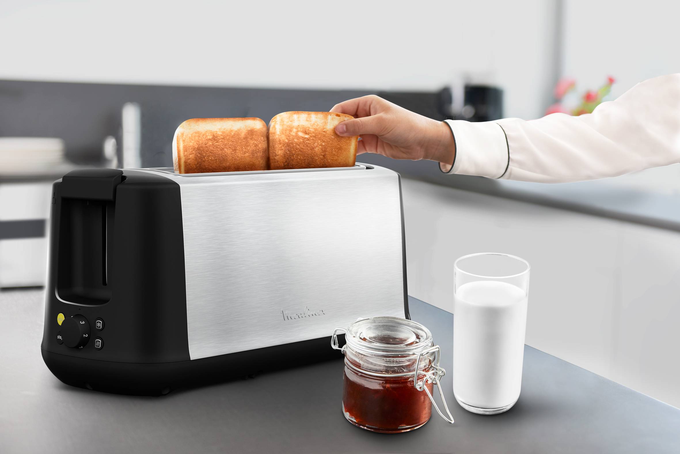 Subito Select, Tostador 2 ranuras largas, 7 niveles potencia, 1430-1700 W, Función descongelar, Bandeja recogemigas extraíble