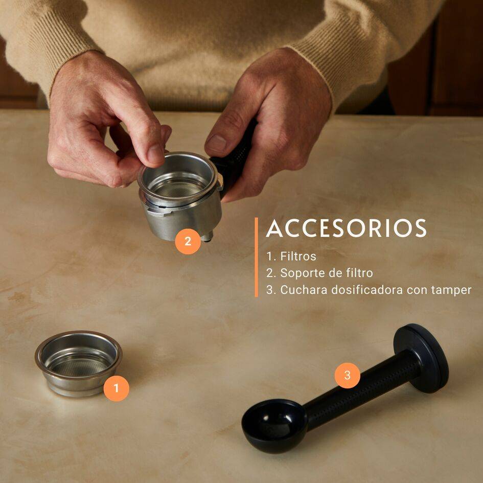 Virtuoso Essential, Cafetera espresso de bomba, 15 bares, Inox 