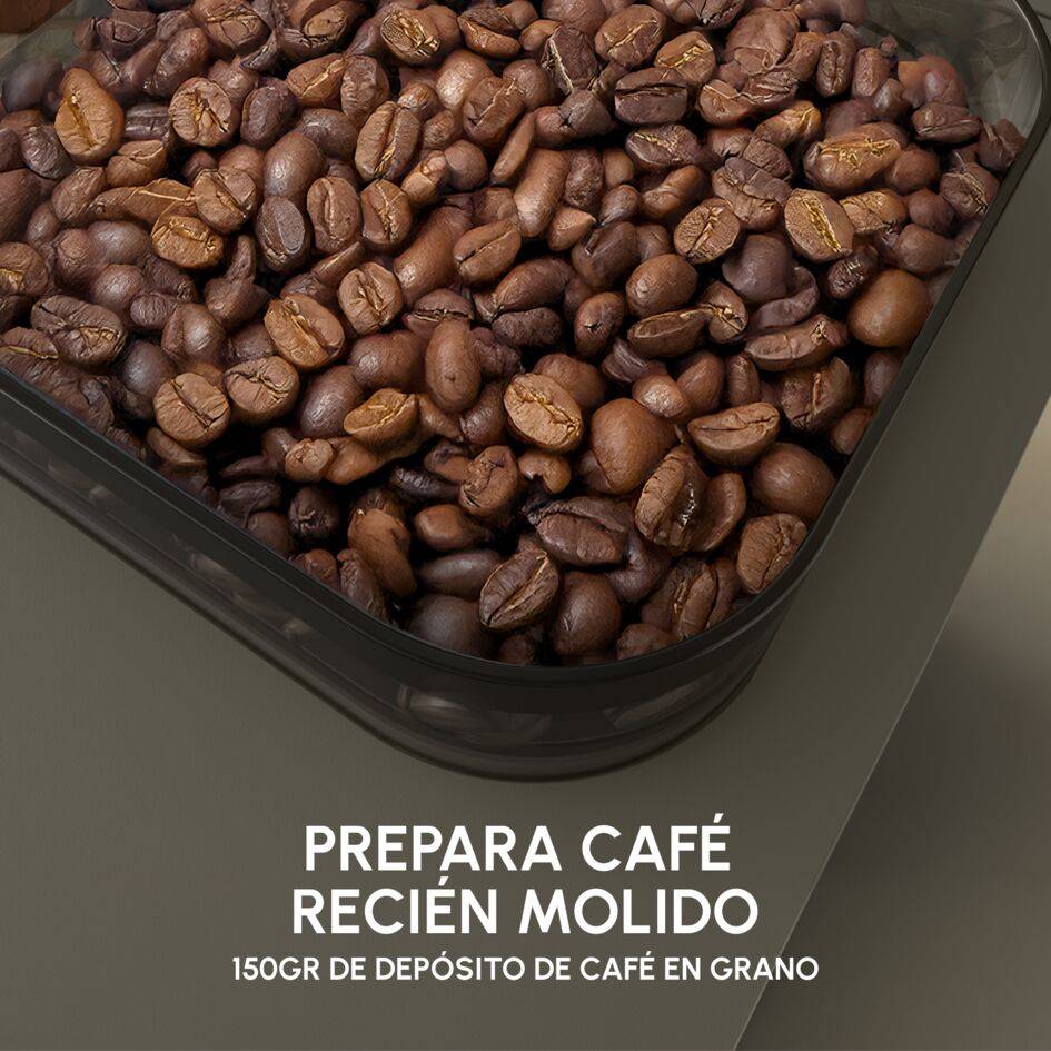 Coffee Crush, Cafetera Automática Compacta, Café en Grano y Molido, 15 Bares, 4 recetas, Espumador de leche, Pantalla táctil