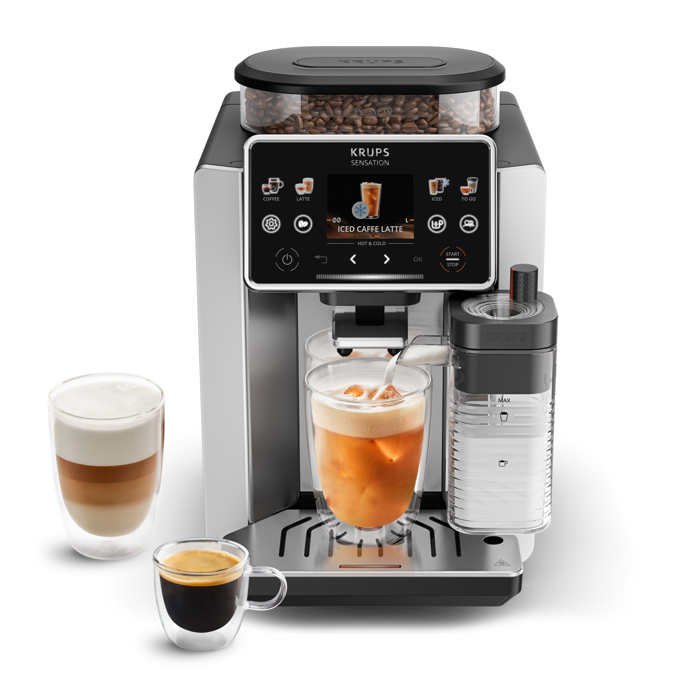Sensation Elite Hot&Cold, Cafetera Superautomática, 30 Recetas, Jarra de Leche, Milk Maestro, Cold Brew Aroma, Aluminio