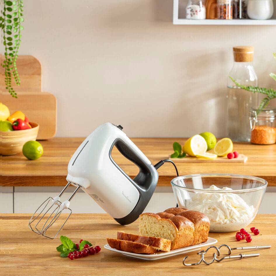 Prep'Mix+, Batidora amasadora, 500 W, 5 velocidades, Ajuste Turbo, 2 varillas y 2 ganchos, Acero Inoxidable