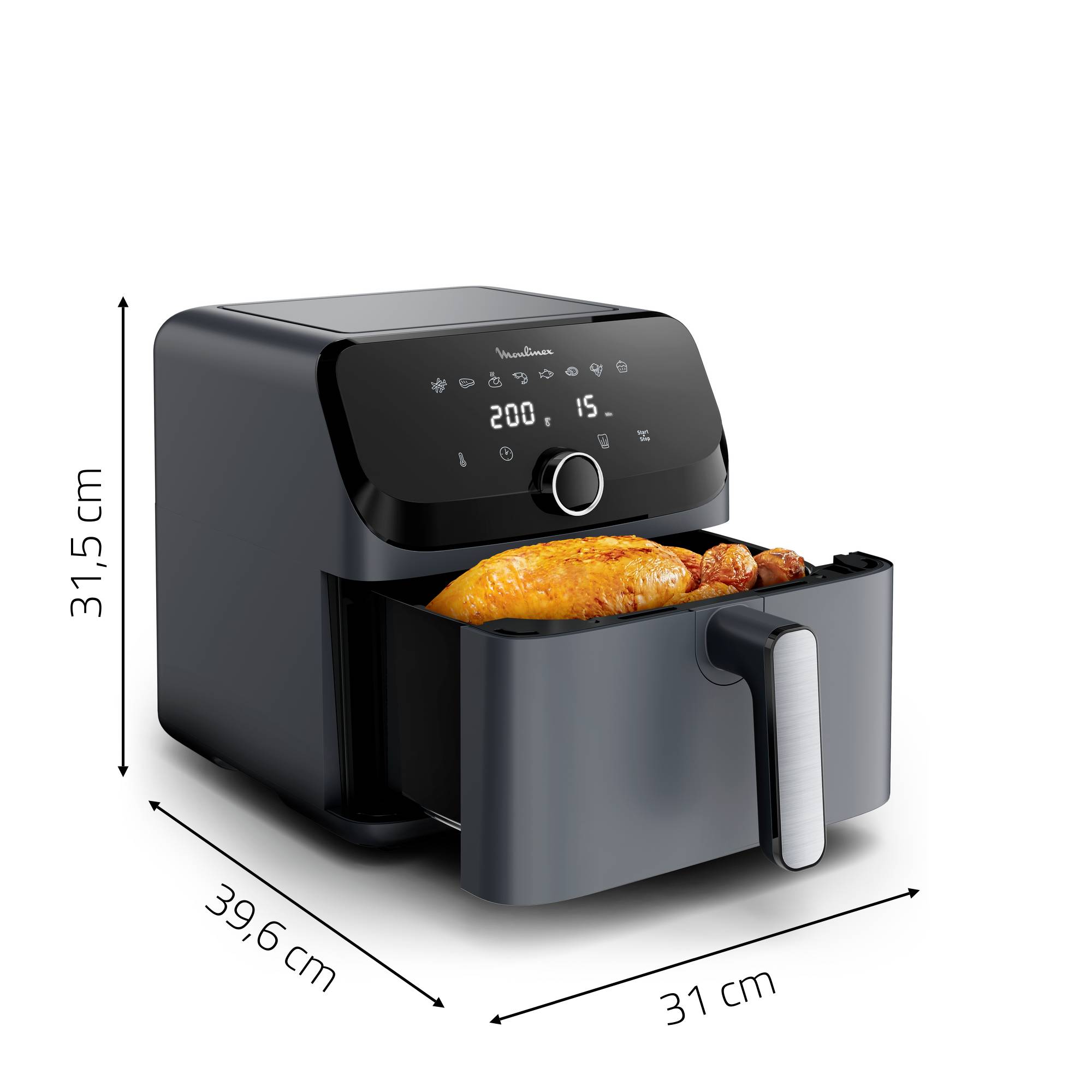 Easy Fry Mega, Freidora de aire, Capacidad 7,5 L, 8 Programas, Diseño Compacto