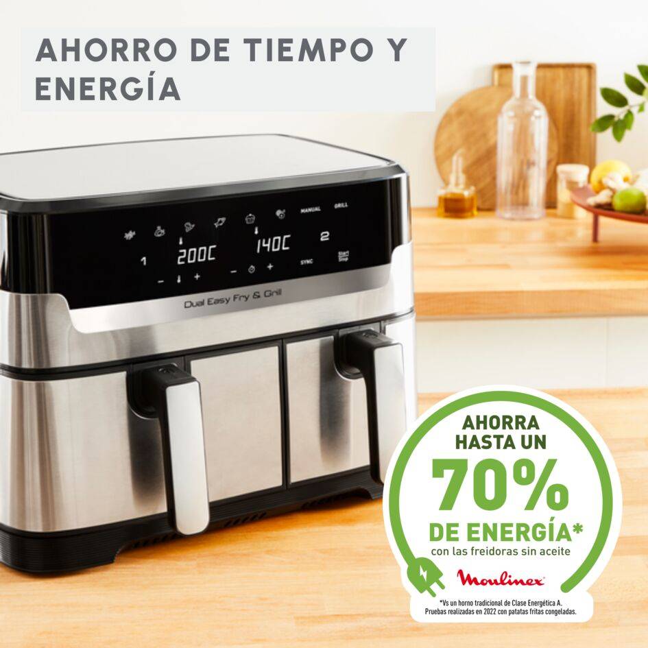 Ahorra hasta un 70% de energía con Dual Easy Fry &amp; Grill
