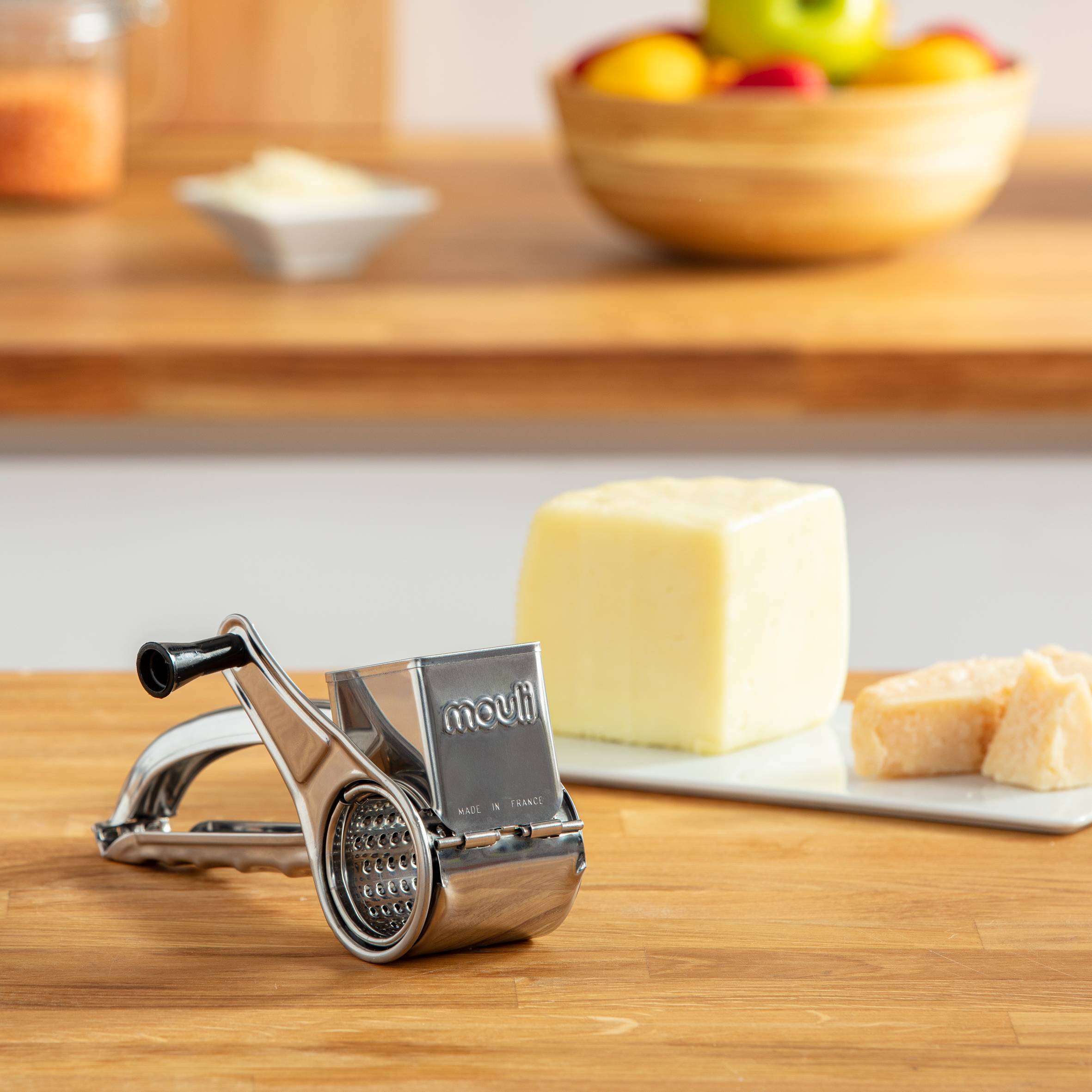 Rallador de quesos, Manual, Asa reversible, Inox