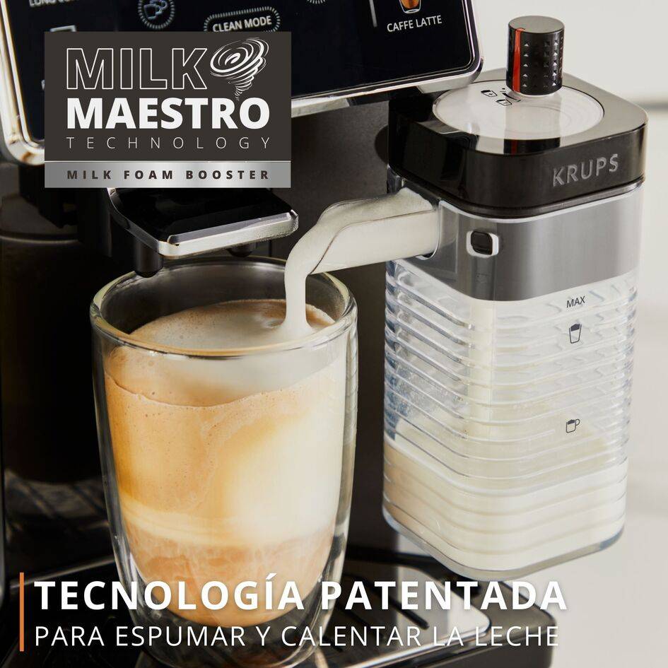 Sensation Milk, Cafetera Automática, 6 bebidas a Base de Café y Café con Leche, Tecnología Milk Maestro, Facil de Usar, Negro