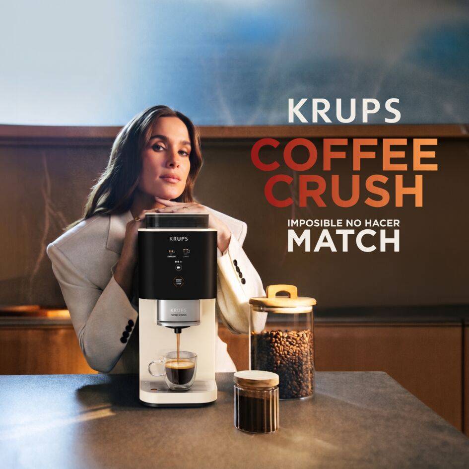 Coffee Crush, Cafetera Automática Compacta, Café en Grano y Molido, 15 Bares, 2 recetas, Pantalla táctil
