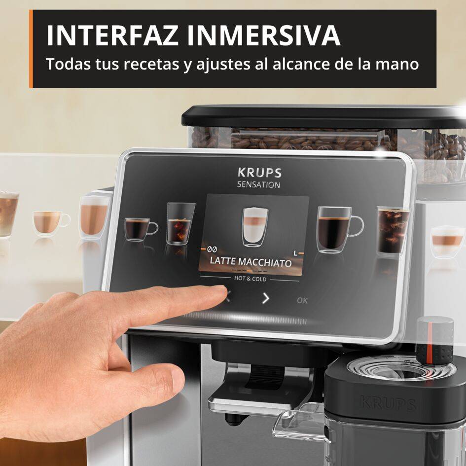 Sensation Elite Hot&Cold, Cafetera Superautomática, 30 Recetas, Jarra de Leche, Milk Maestro, Cold Brew Aroma, Aluminio