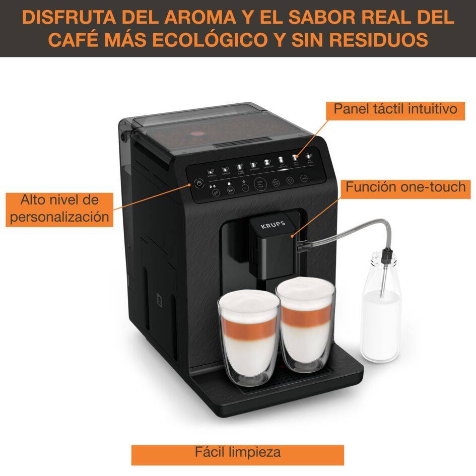 Evidence, Cafetera Superautomática, Panel táctil, 8 recetas automáticas, Espumador de leche
