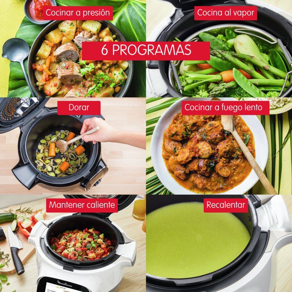 Cookeo+, Olla Eléctrica Programable, 6L, 6 programas, 150 Recetas Integradas, Azul