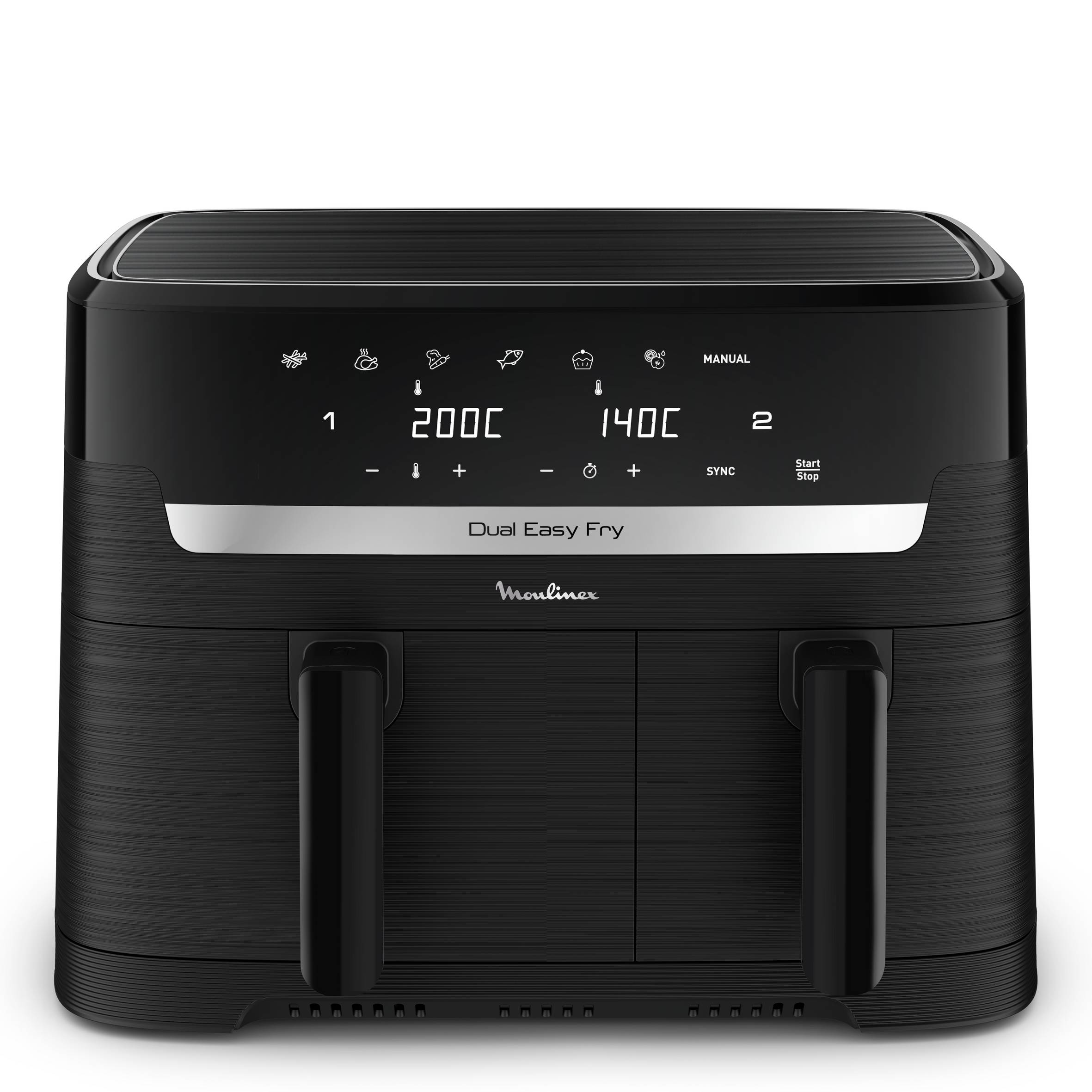 Dual Easy Fry, Freidora de aire, Doble cesta, 8,3 L, 7 programas preestablecidos, Negro