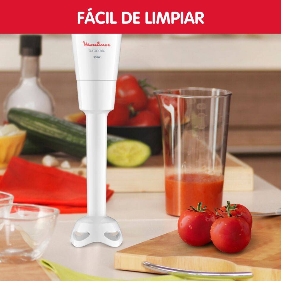 Turbomix, Batidora de mano, 350 W, Cuchillas Zelkrom, Asa ergonómica, Protección antisalpicaduras
