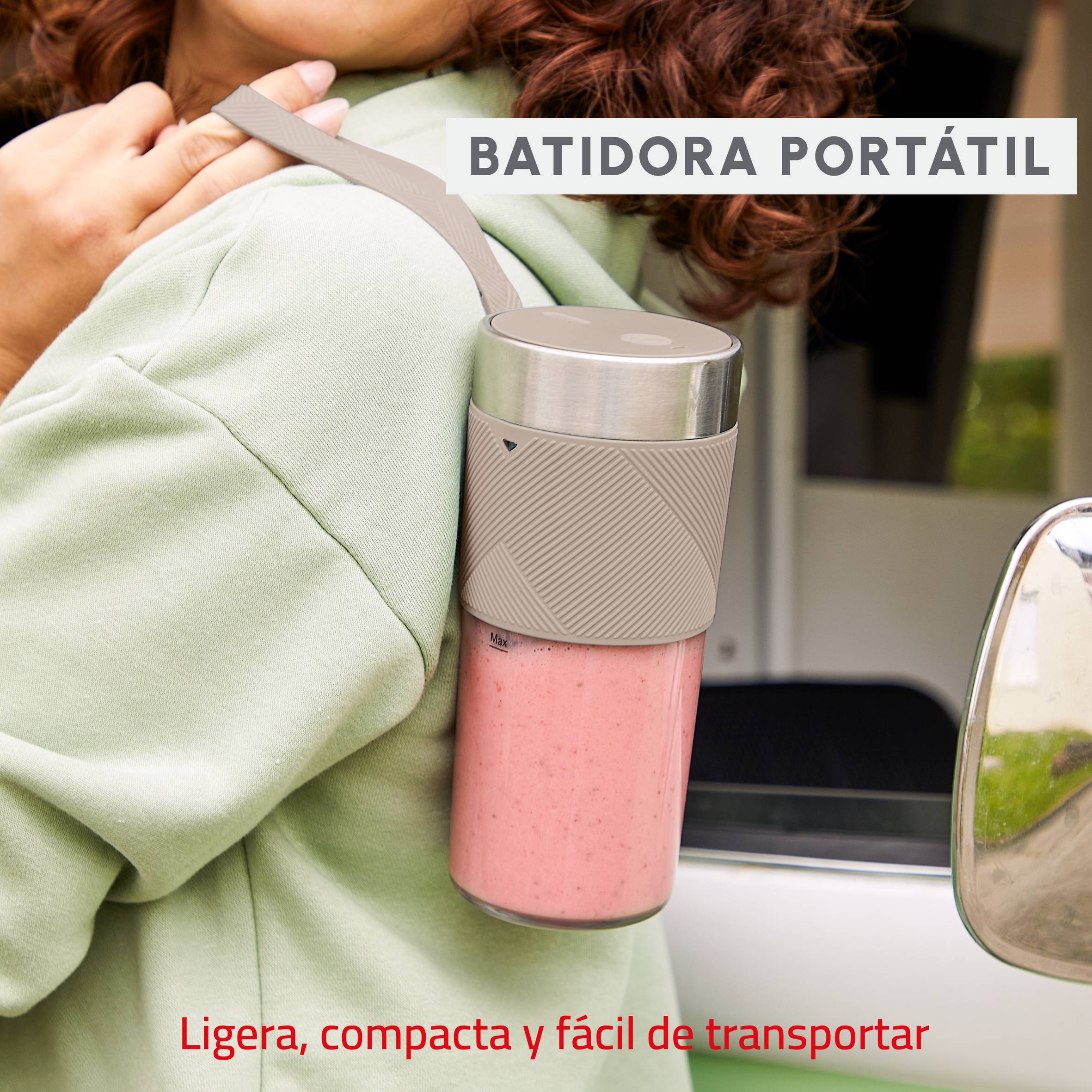 Lightmix, Batidora portátil, 300 ml, Potente, Ligera, Color Arena