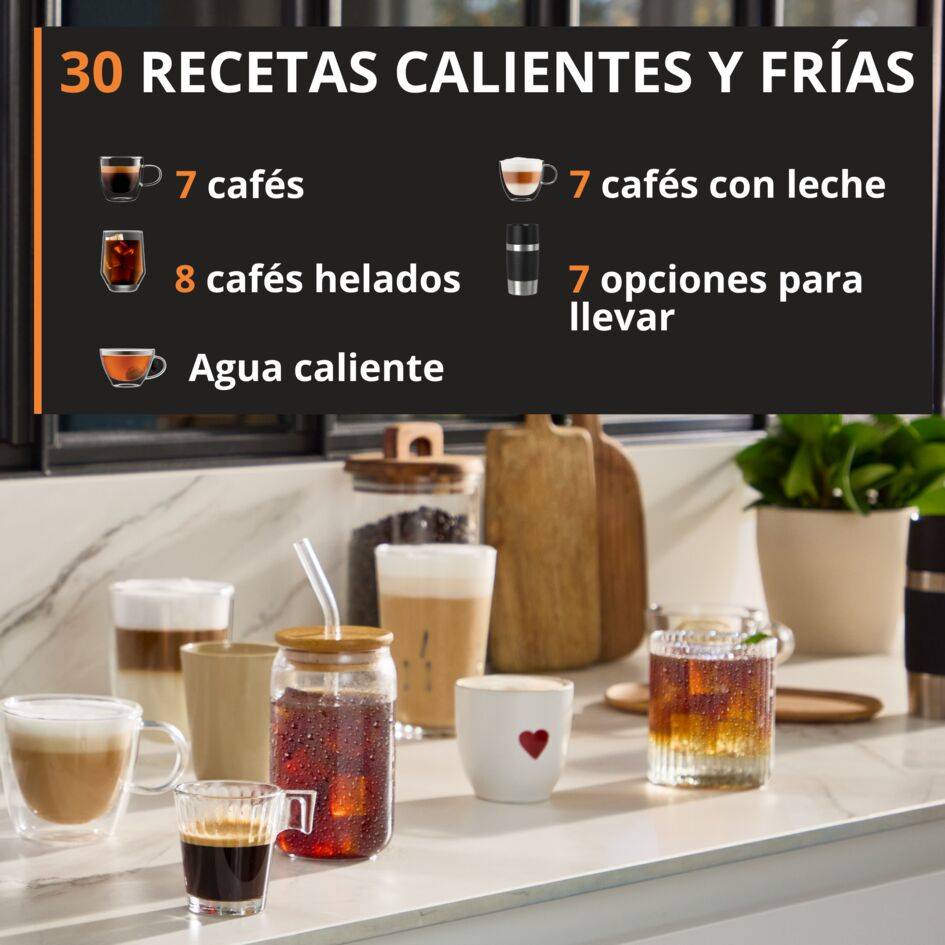 Sensation Elite Hot&Cold, Cafetera Superautomática, 30 Recetas, Jarra de Leche, Milk Maestro, Cold Brew Aroma, Aluminio