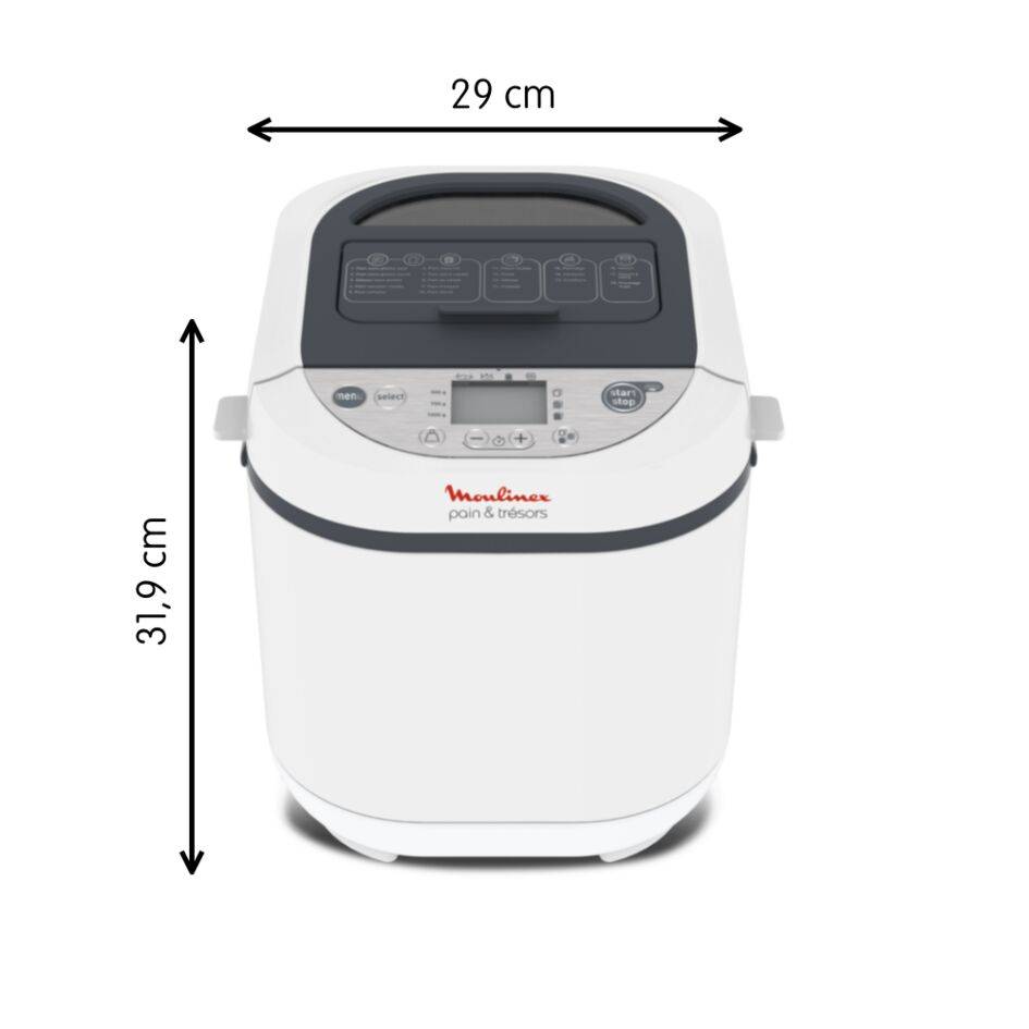 Pain et Trésors, Panificadora, 20 programas automáticos, 3 programas sin gluten, Blanco