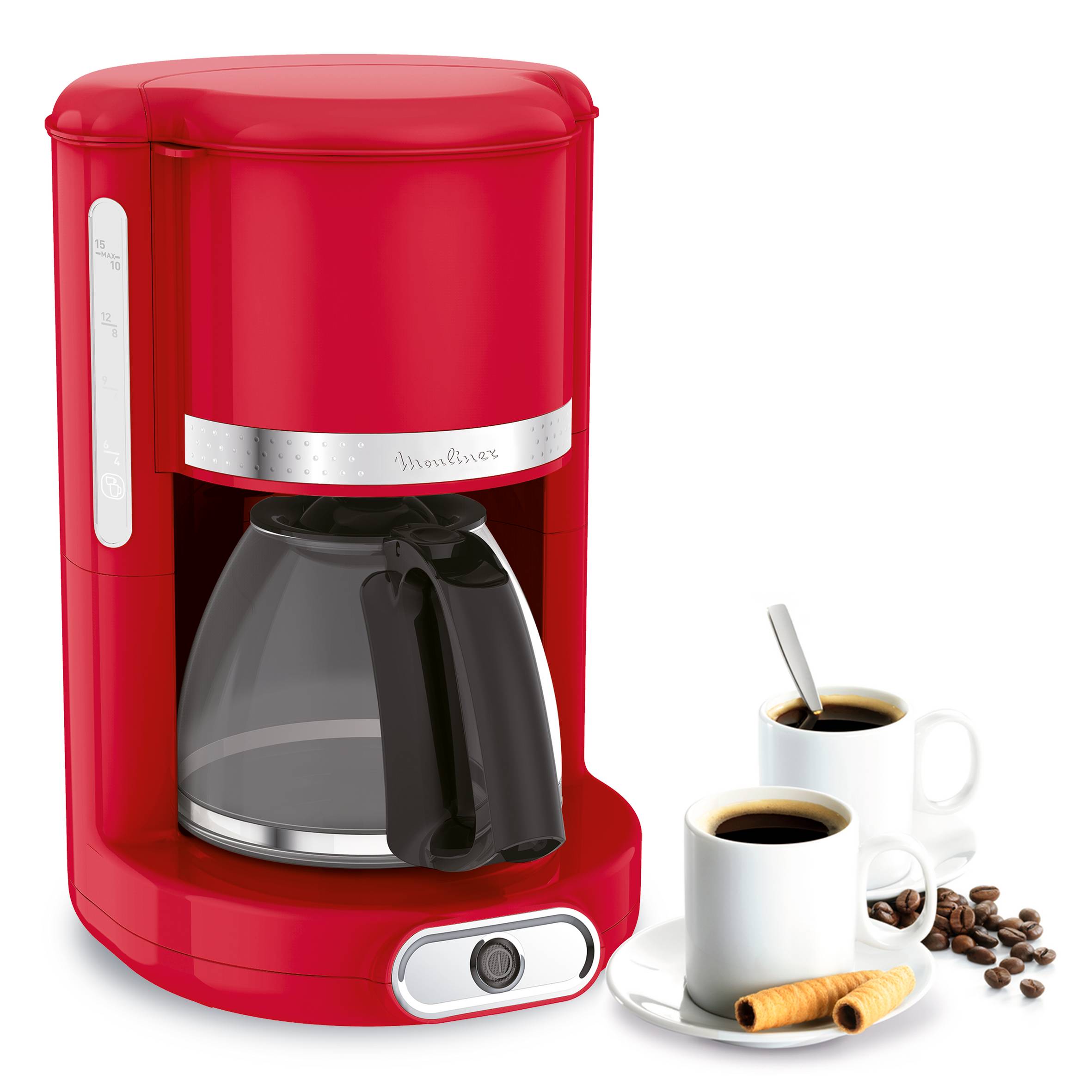 Soleil, Cafetera de filtro, 1,25 L, 15 tazas, 1000 W, Roja