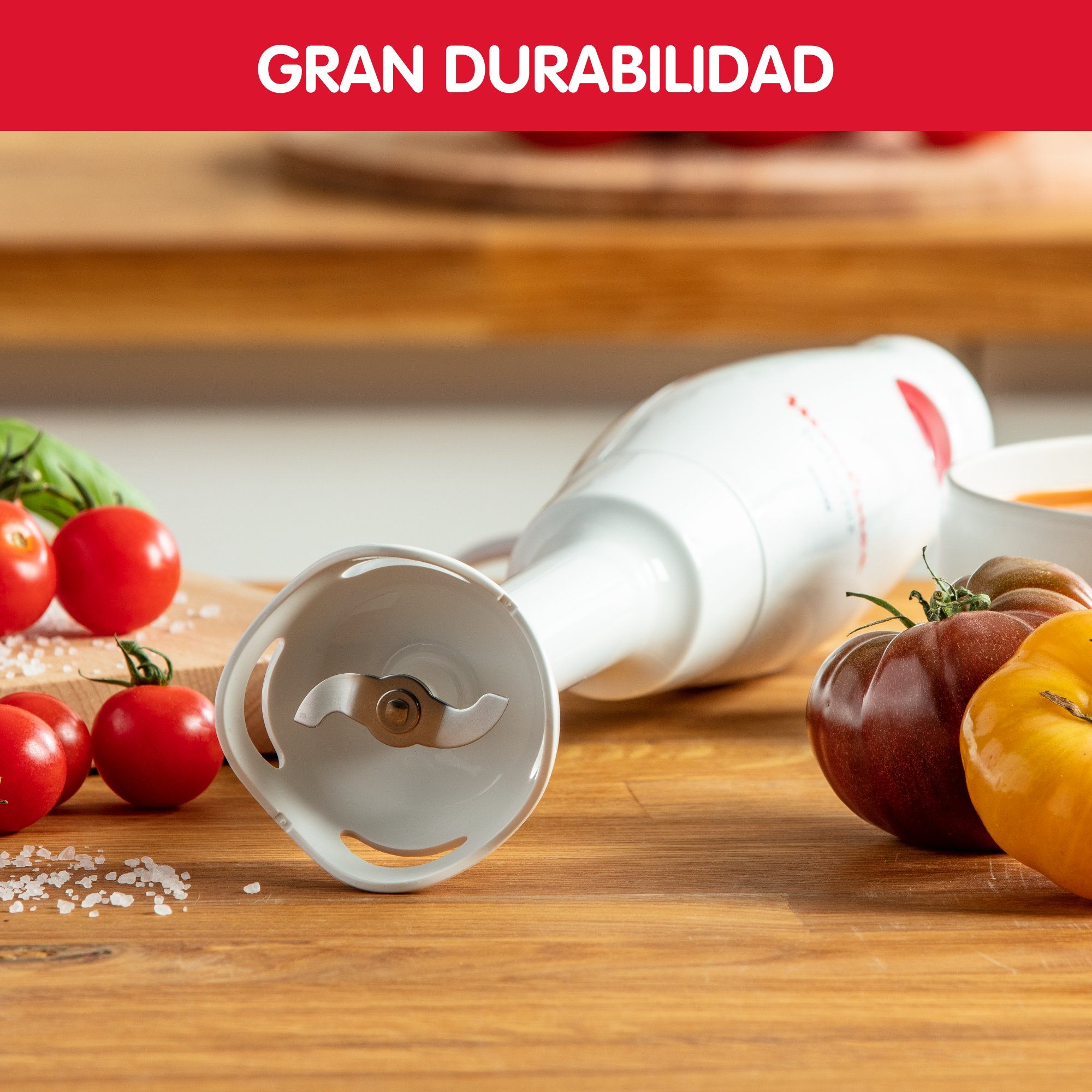 Turbomix, Batidora de mano, 350 W, Cuchillas Zelkrom, Asa ergonómica, Protección antisalpicaduras