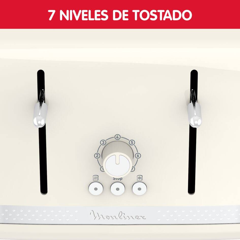 Soleil, Tostadora de 4 Ranuras, 1700 W, 7 niveles de tostado, 3 funciones con luces, Diseño moderno, Bandeja recogemigas extraíble
