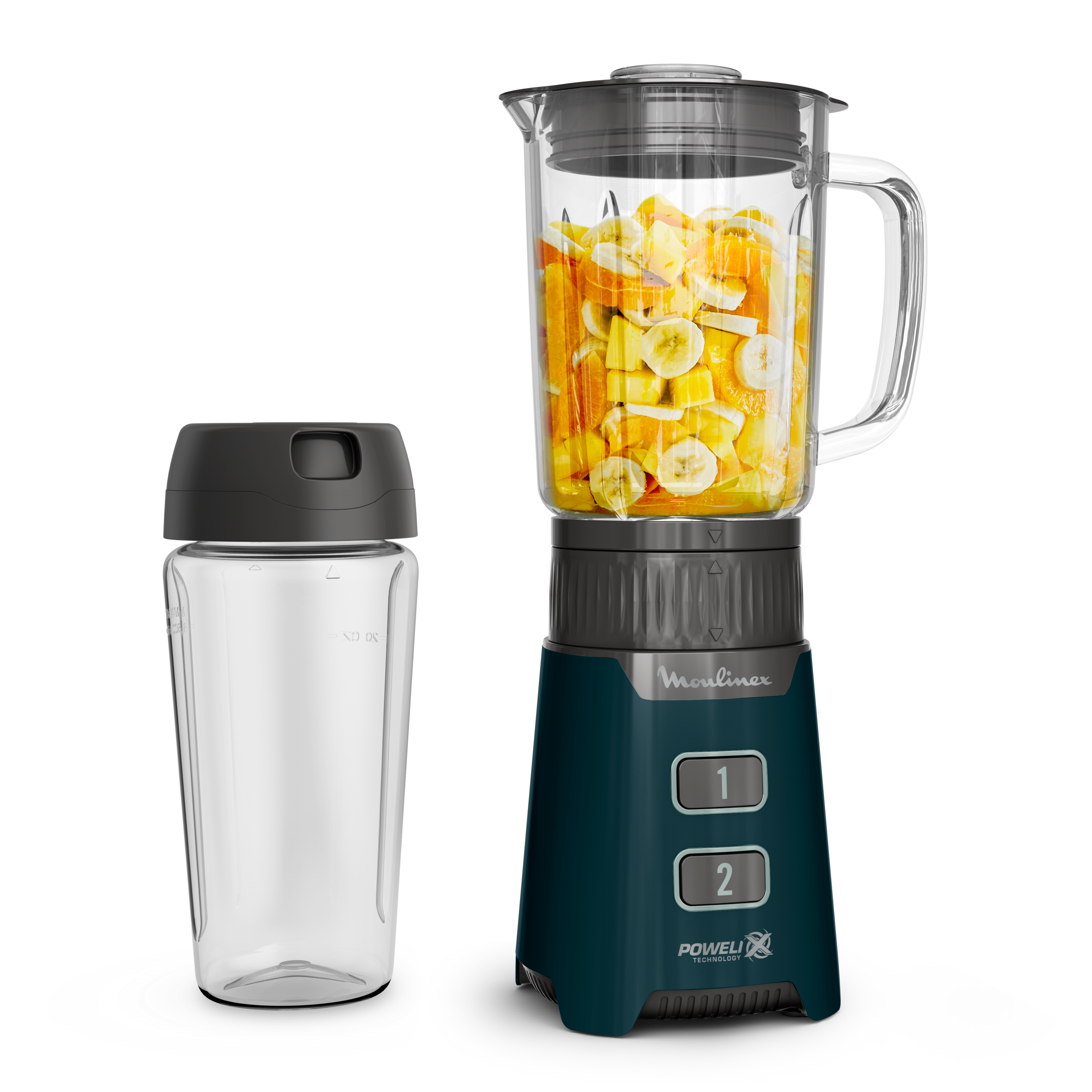 Minimix, Batidora de Vaso de Cristal, 400 W, Botella para Llevar, Compacta, Potente