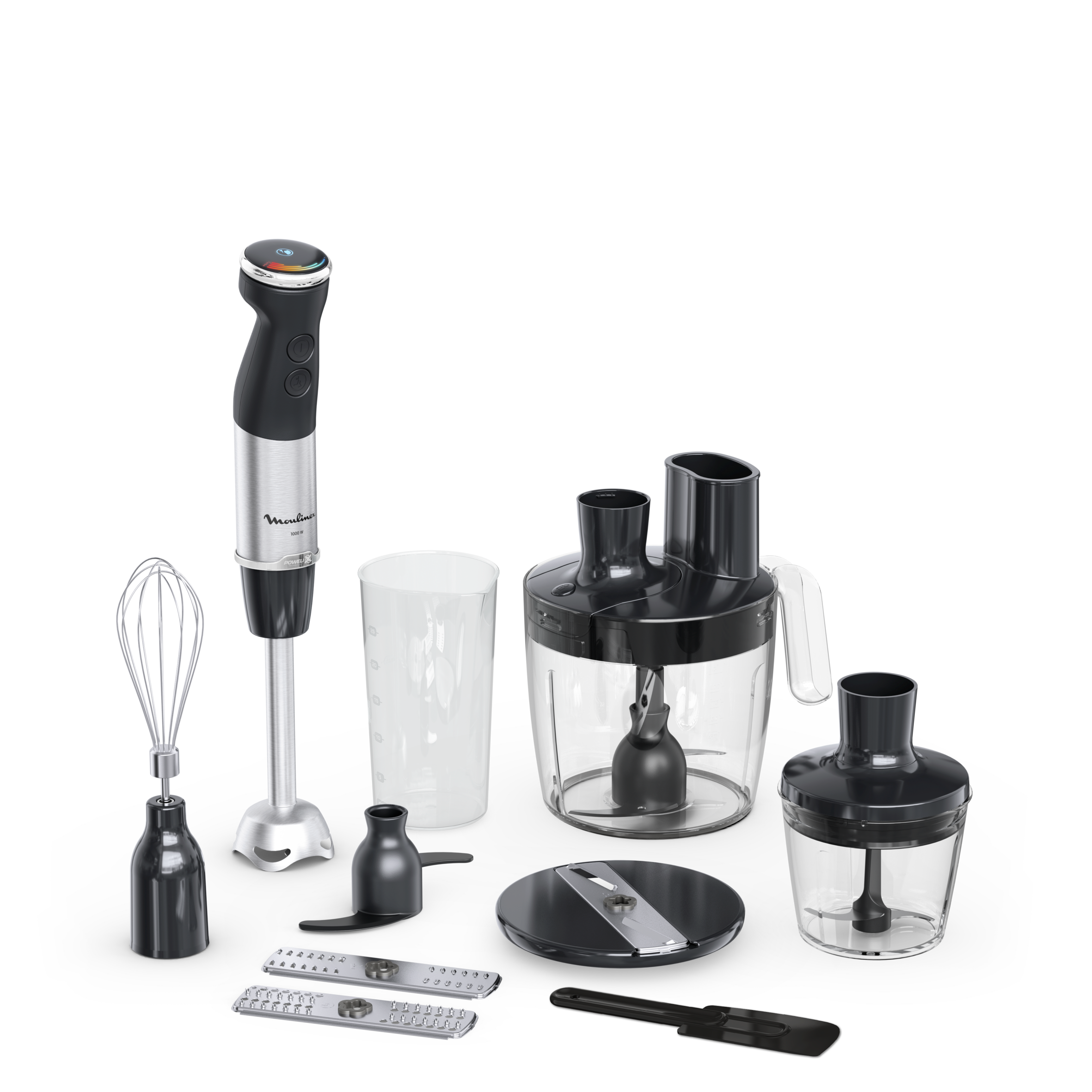 Quickchef+, Batidora de mano, procesador de alimentos 4 en 1, 20 velocidades, Negra