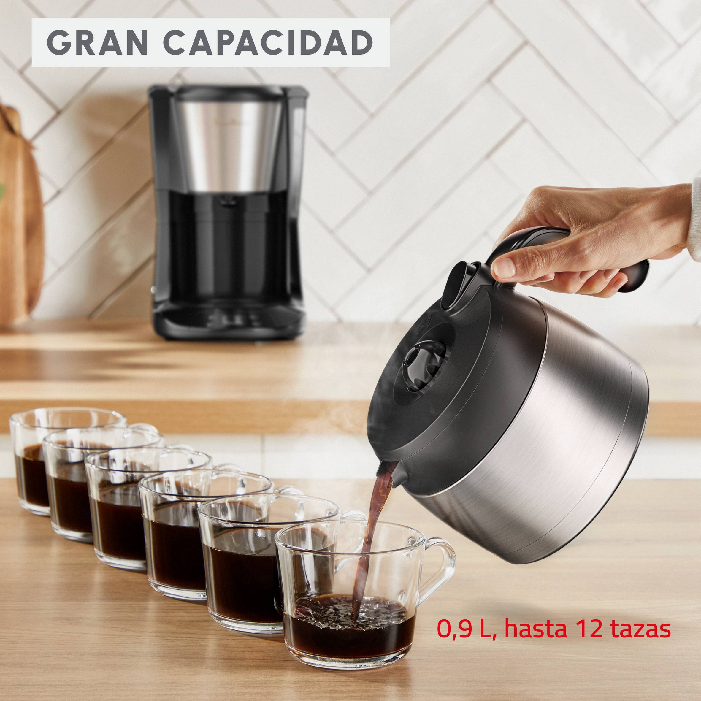 Subito, Cafetera de filtro, Jarra térmica, 0,9 L, 12 tazas