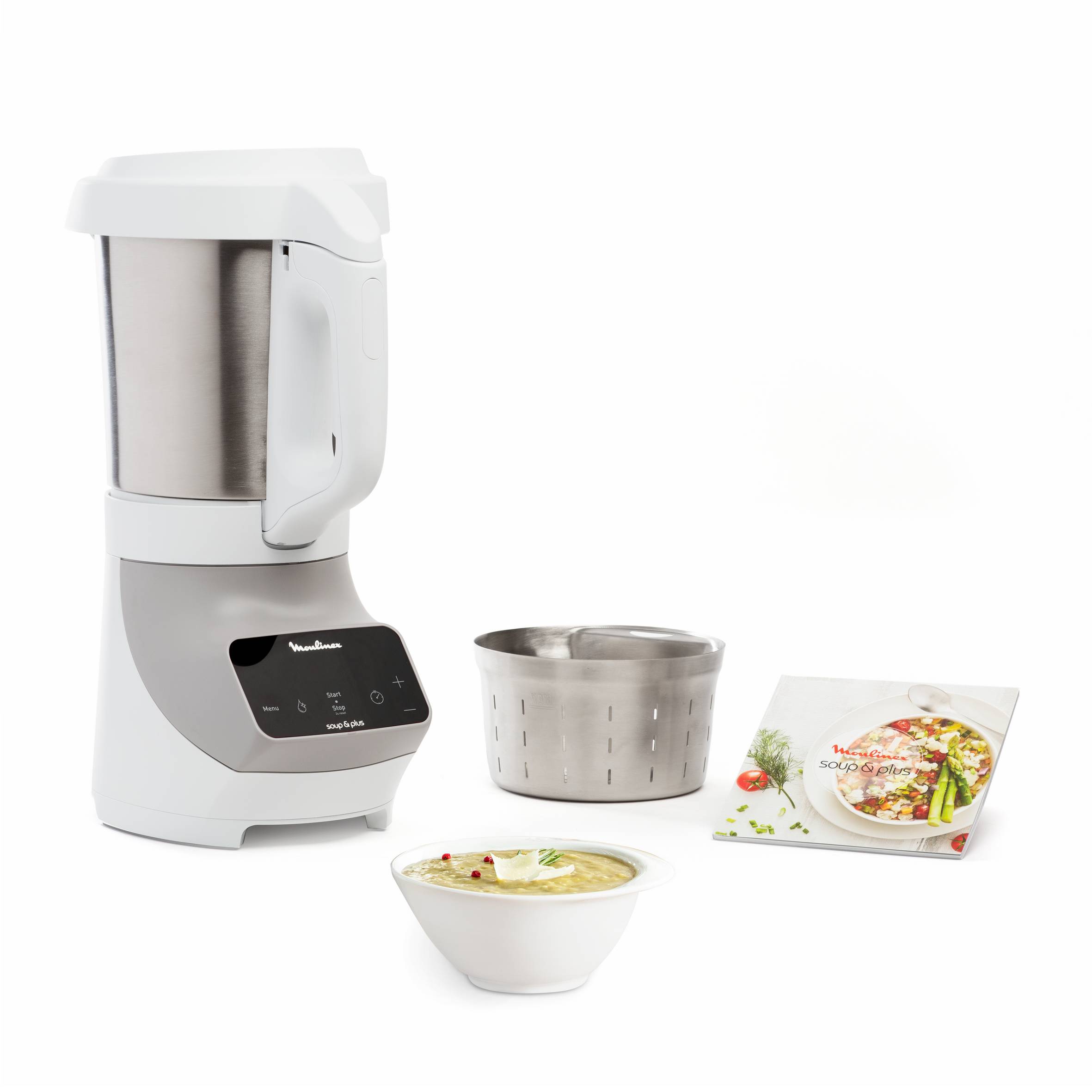 Soup&Plus, Sopera eléctrica, 2 L, 1100 W, Gris