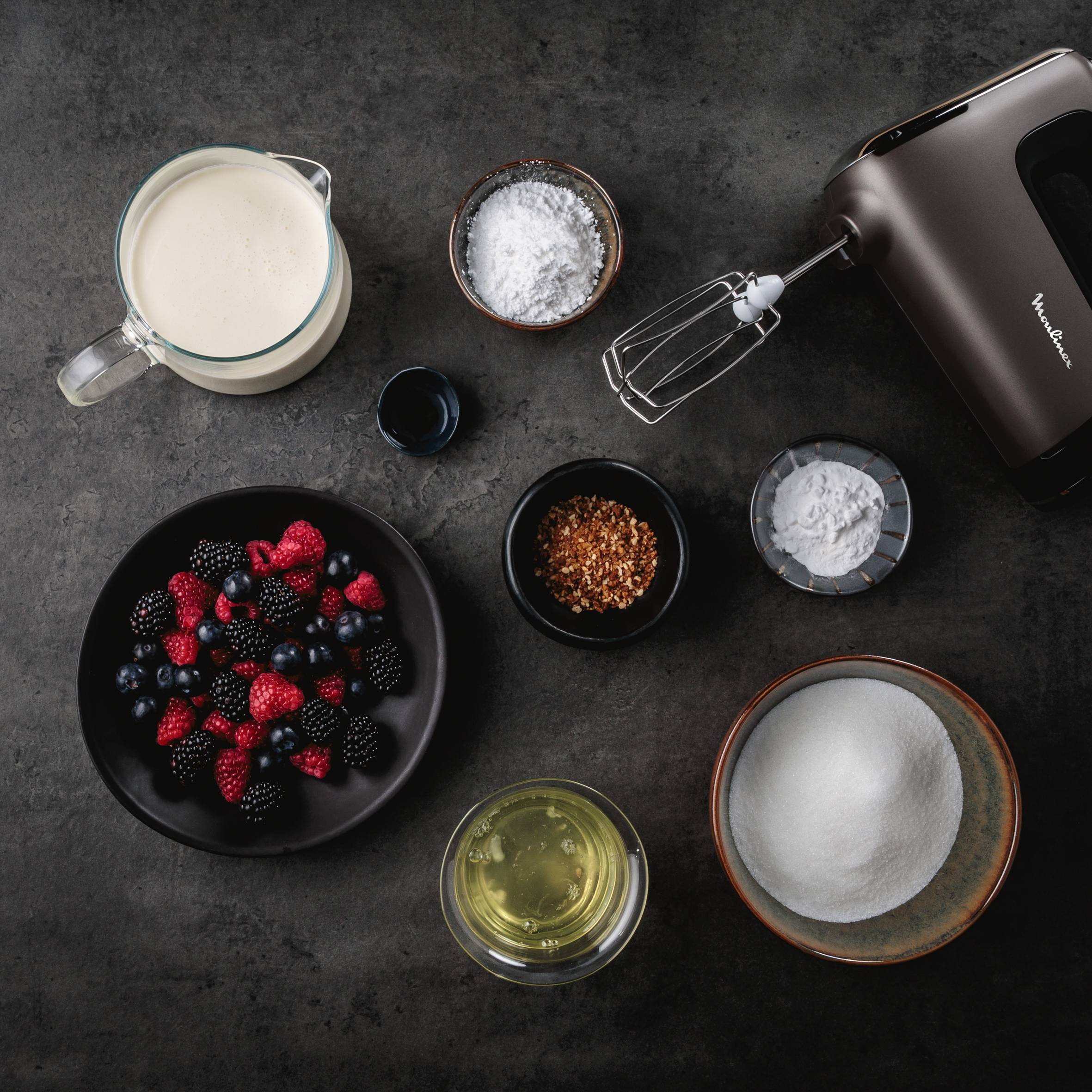 Powermix Silence, Batidora amasadora, 600 W, Tecnología Silenciosa, Asa Ergonómica, Gris oscuro