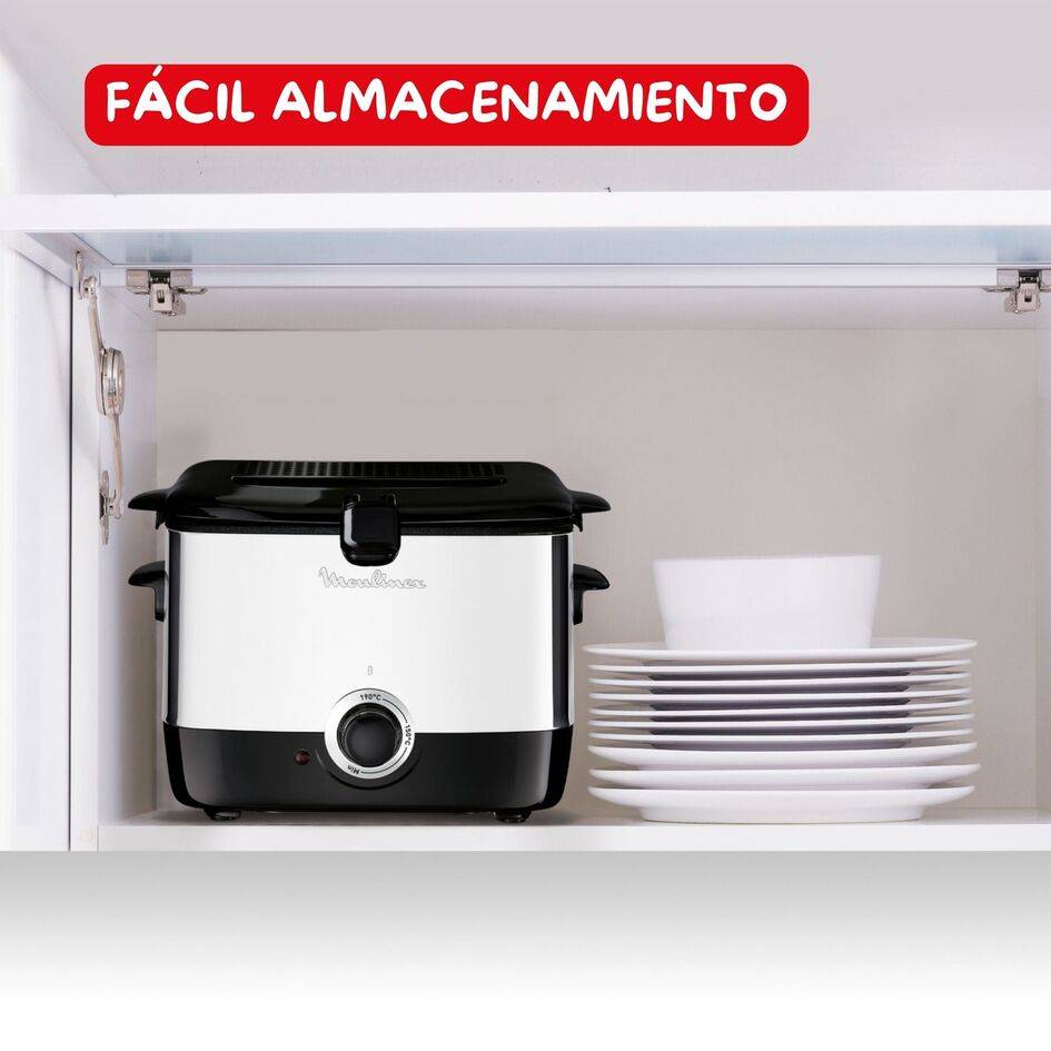 Minifrito, Freidora de aceite, 1 L, Termostato ajustable, Compacta, Ventanilla transparente