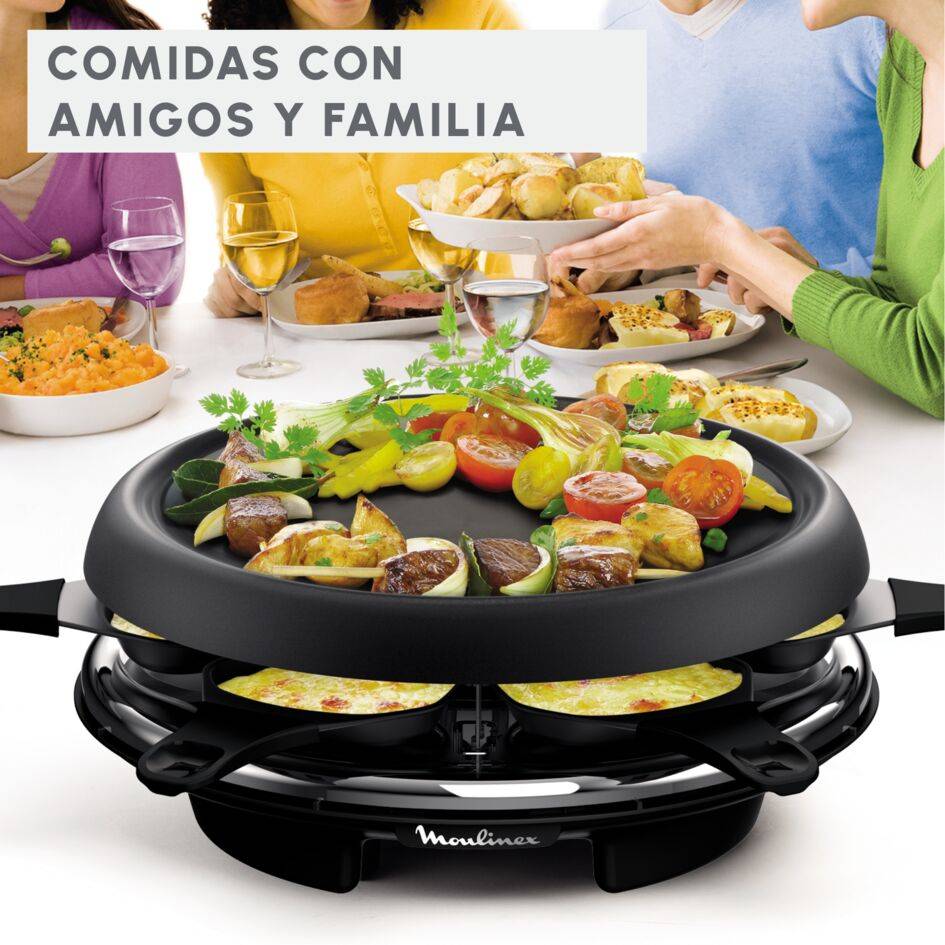 Raclette Accessimo Neo, Raclette, 3 en 1, Crepera, Plancha, 6 personas, Antiadherente