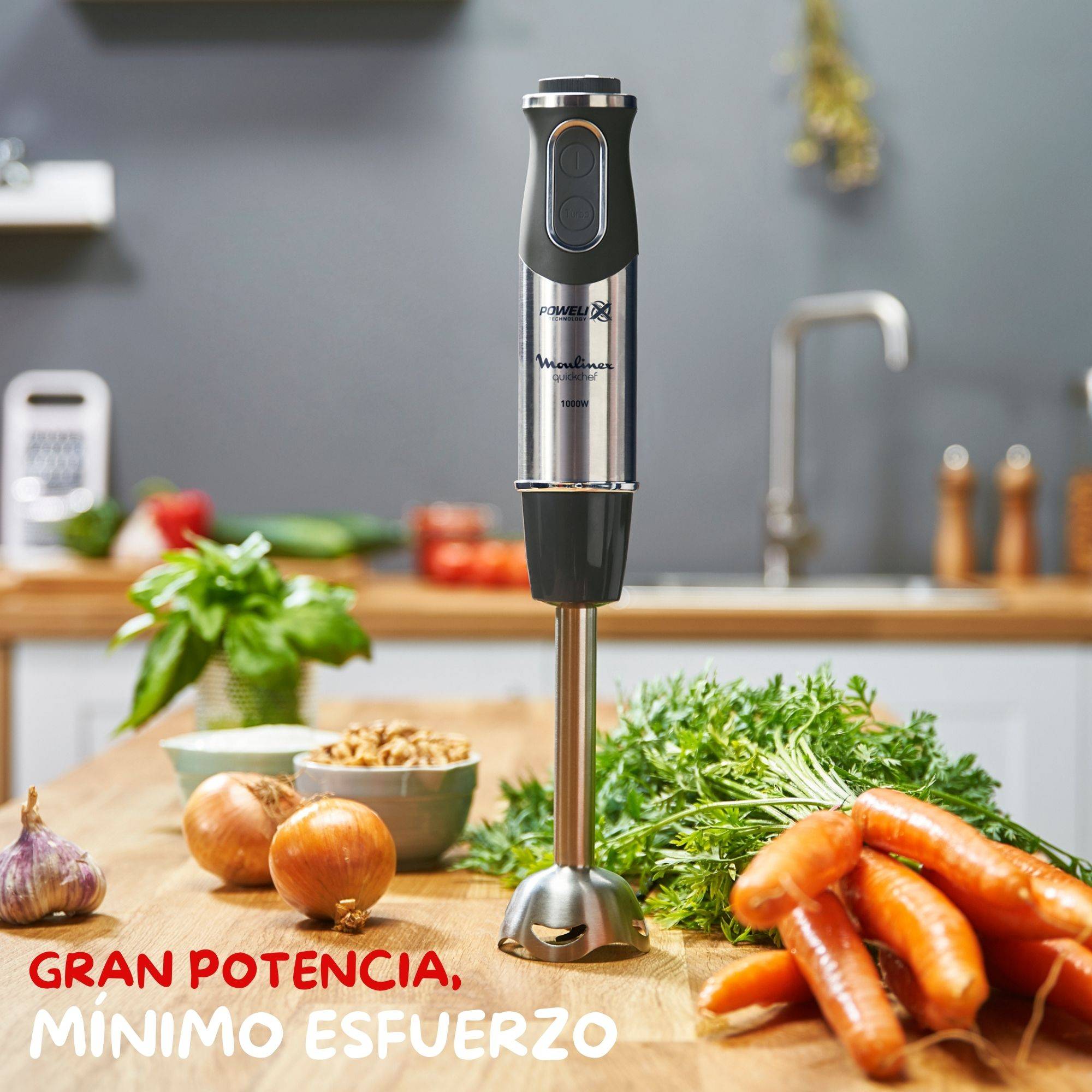 Quickchef, Batidora de mano, 3 accesorios, 1000 W, 10 velocidades, Accesorio pasapuré, Pie metálico, DD65H810
