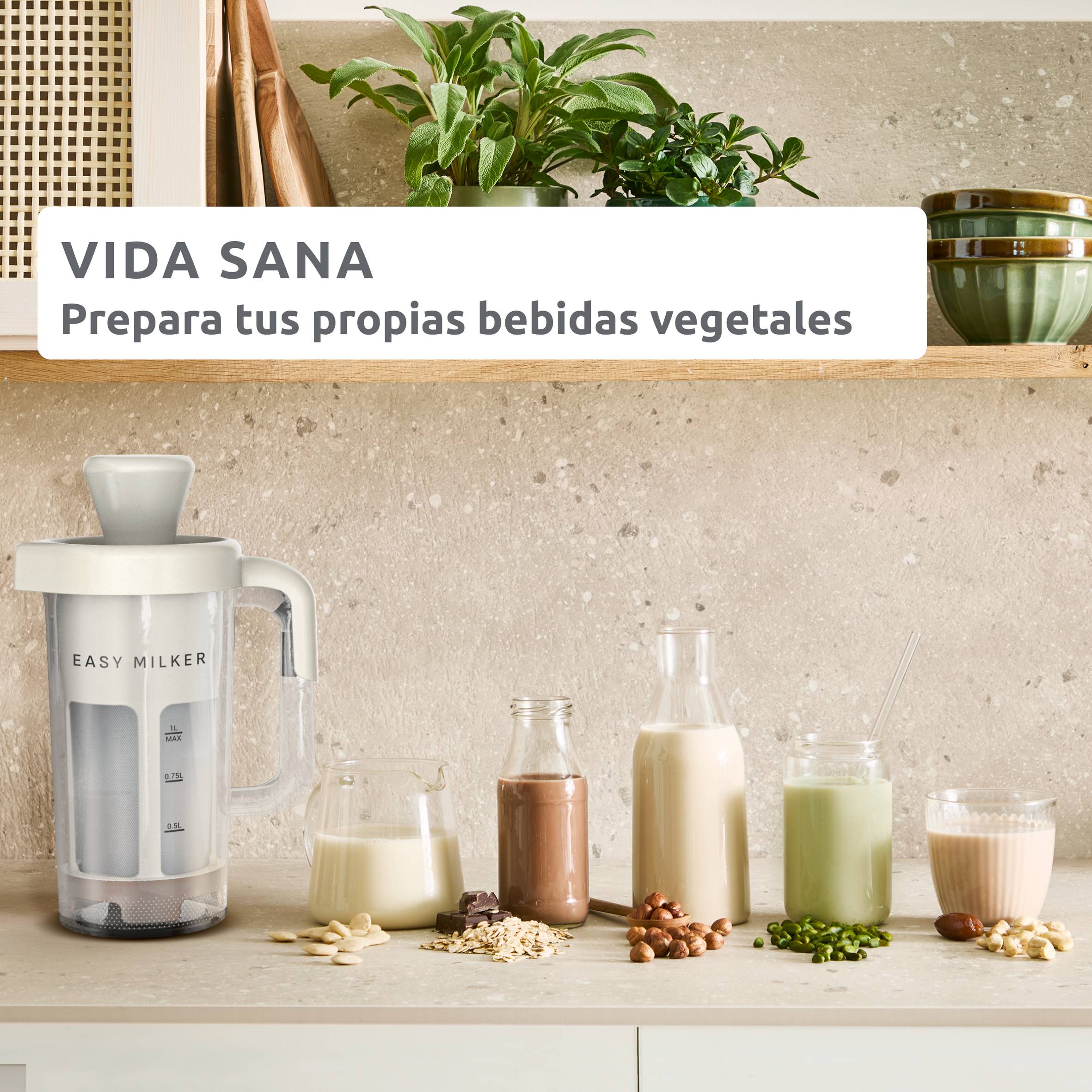 Easy Milker, Máquina para hacer leche vegetal casera, Rápida y fácil, Resultados personalizados, Sin desperdicios