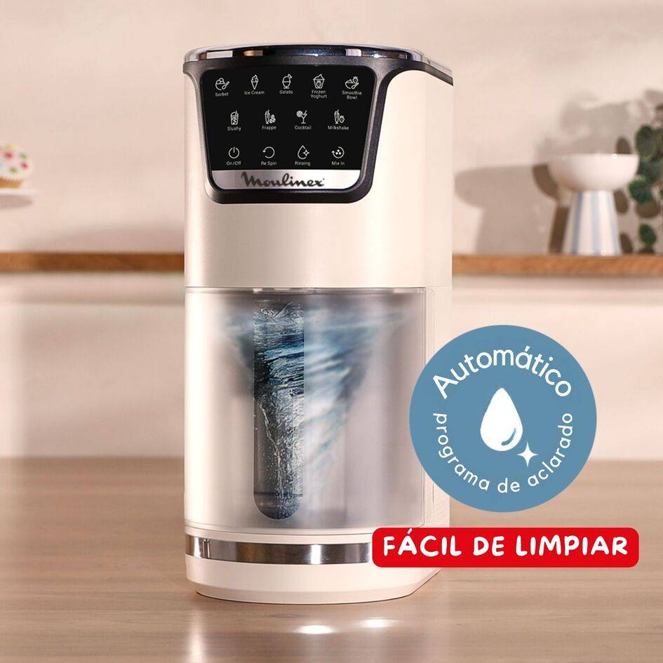 Dolci, Heladera, 9 Programas de Postres Helados,  3 Tarrinas de Tritán, Capacidad Total 1,4 L, 600 W, Resultados cremosos, Autolimpieza, Blanco roto