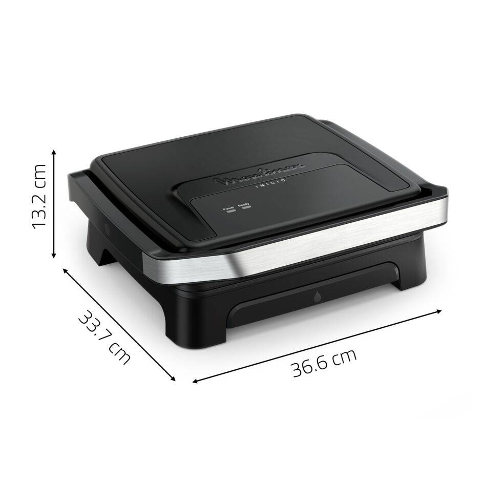 Inicio, Plancha de paninis y grill 2 en 1, Rápido calentamiento, Placas Antiadherentes, Negro