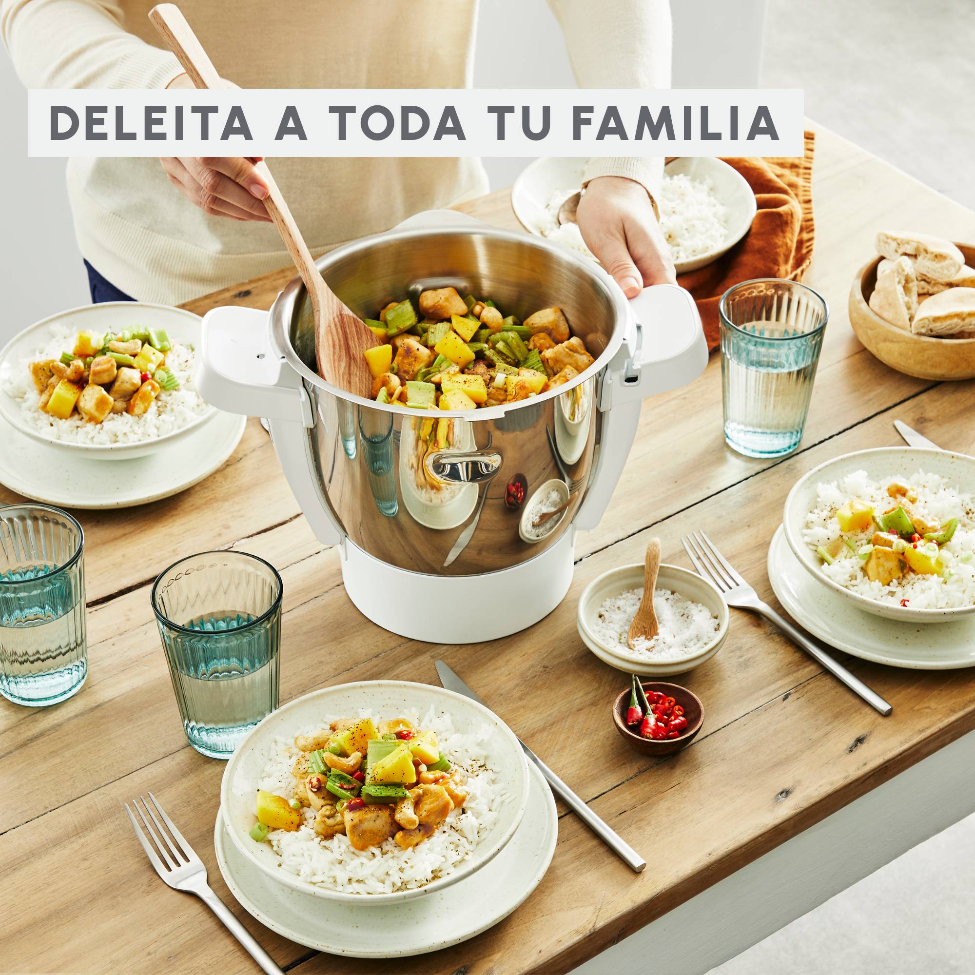 Companion Cooking, Robot de cocina, 12 Programas Automáticos, Modo Manual, 3 L de Capacidad, Blanco