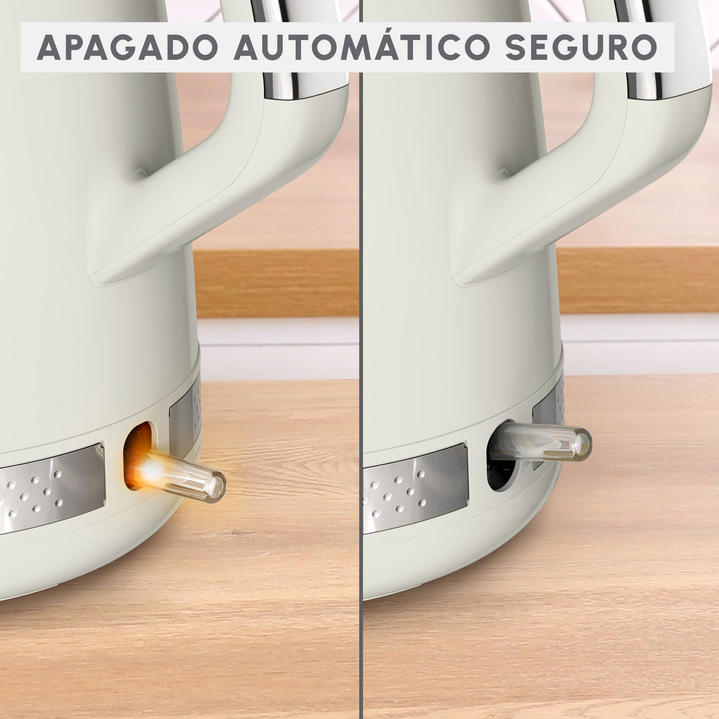 Soleil, Hervidor de agua eléctrico, 1,7 L, 2400 W, Control de temperatura, Blanco roto