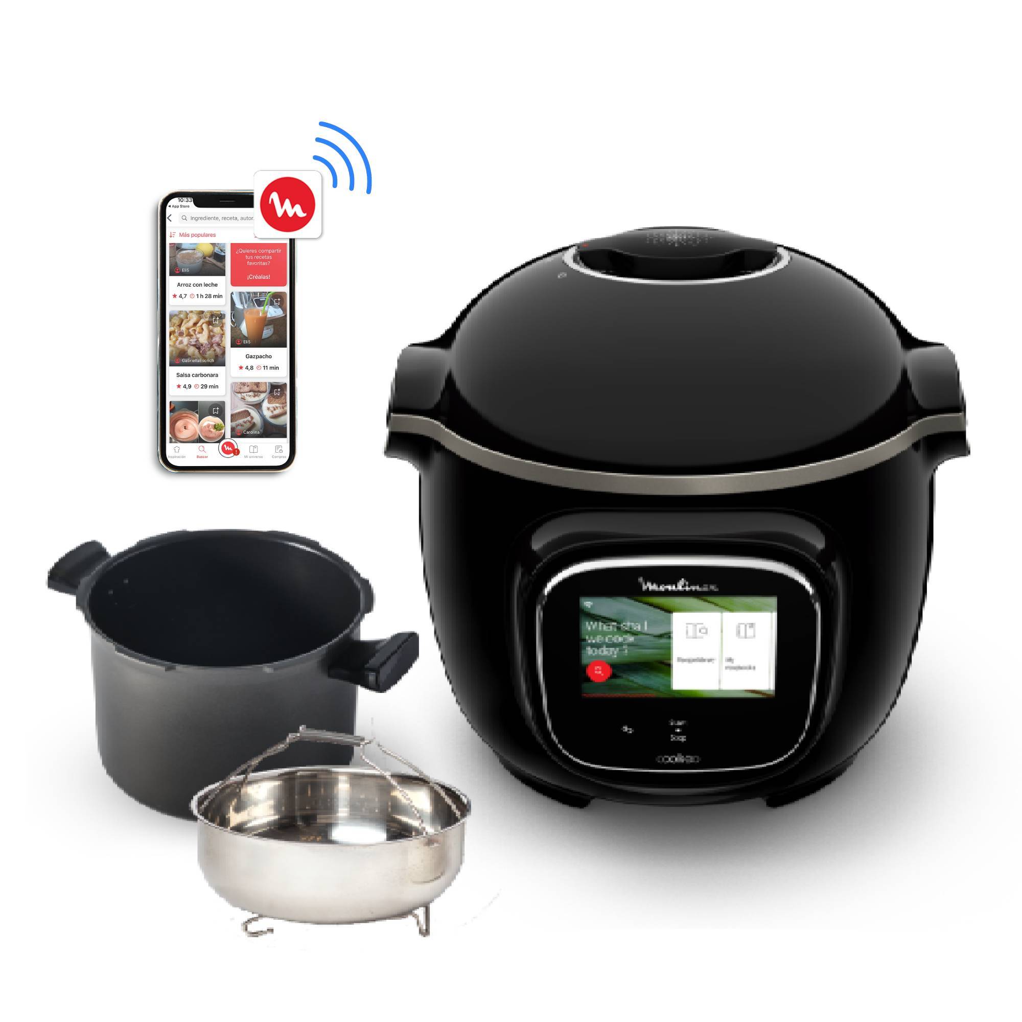 Moulinex Cookeo Touch WiFi - Vista frontal con pantalla táctil 7 pulgadas