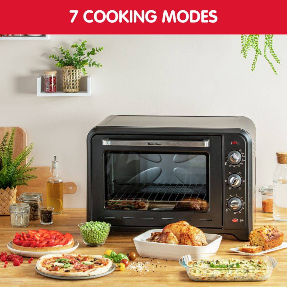 Optimo, Horno de convección, 60 L, 7 Modos de Cocción, Accesorios, Negro
