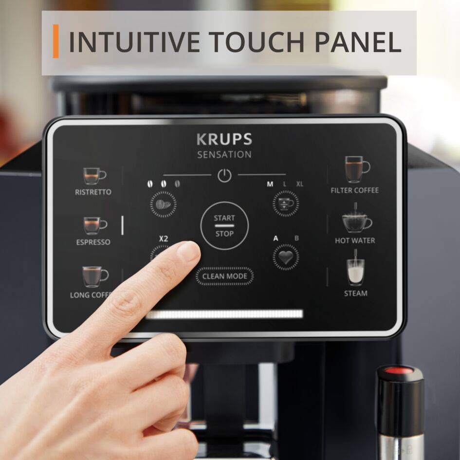 Sensation, Cafetera Superautomática, Panel táctil, 5 recetas automáticas, Espumador de leche