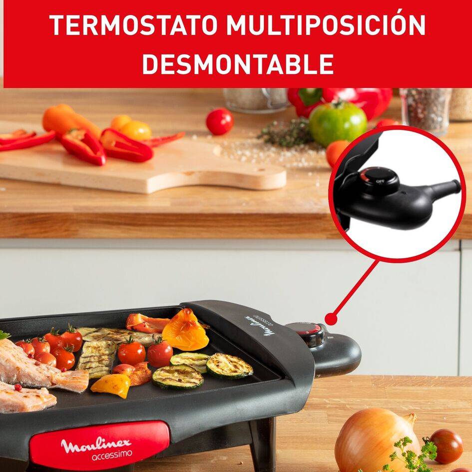 Accessimo, Plancha de interior, 1800 W, Termostato multiposición, Fácil de limpiar, Piezas aptas para lavavajillas