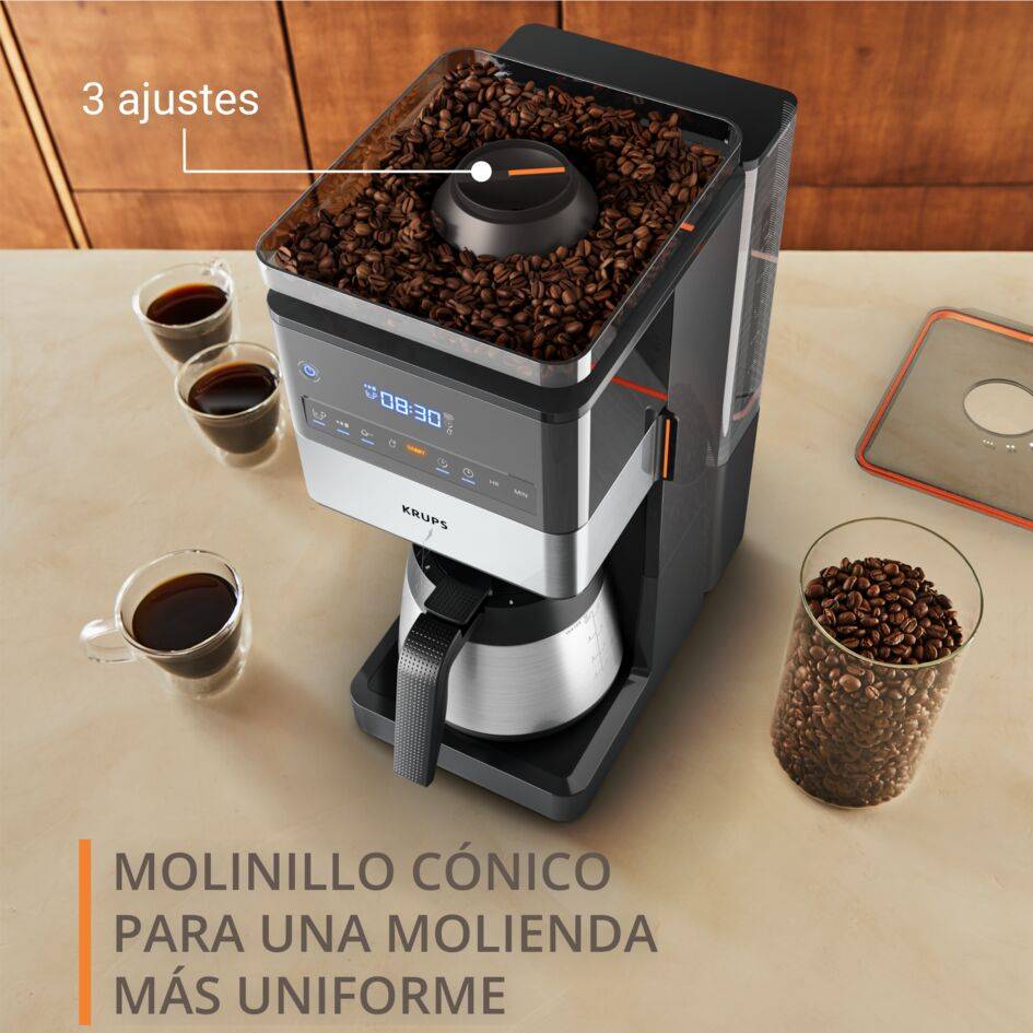 Grind Aroma XL, Cafetera de Filtro, Molinillo Cónico Desmontable, Jarra Térmica