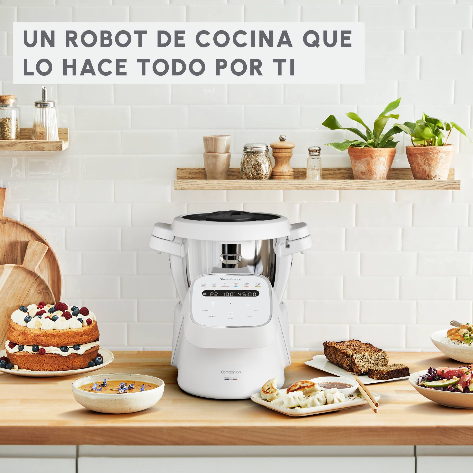  Companion Cooking, Robot de cocina, 12 Programas Automáticos, Modo Manual,  3 L de Capacidad, Blanco