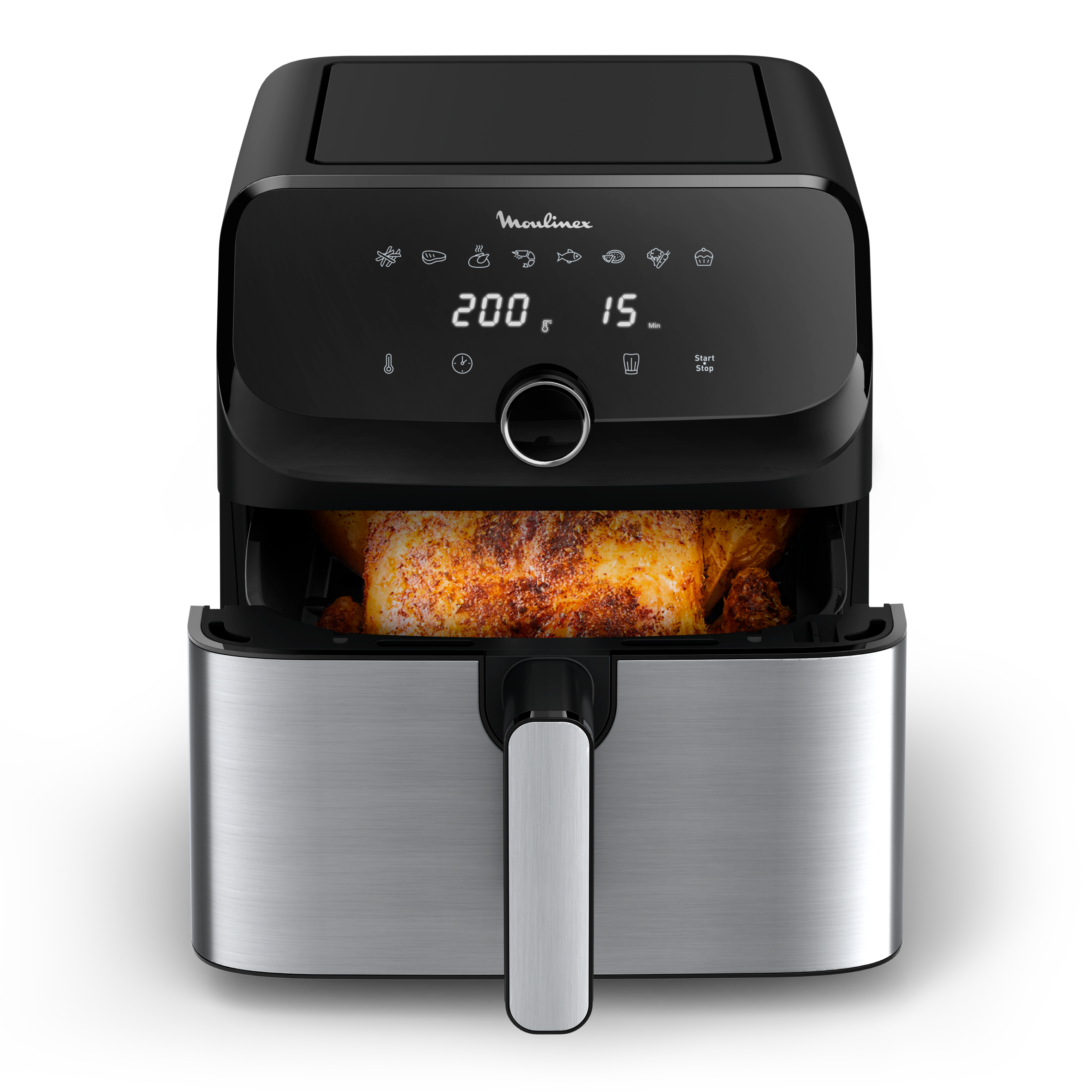 Easy Fry Mega, Freidora de Aire, Capacidad de 7,5 L, 8 Programas, Inox