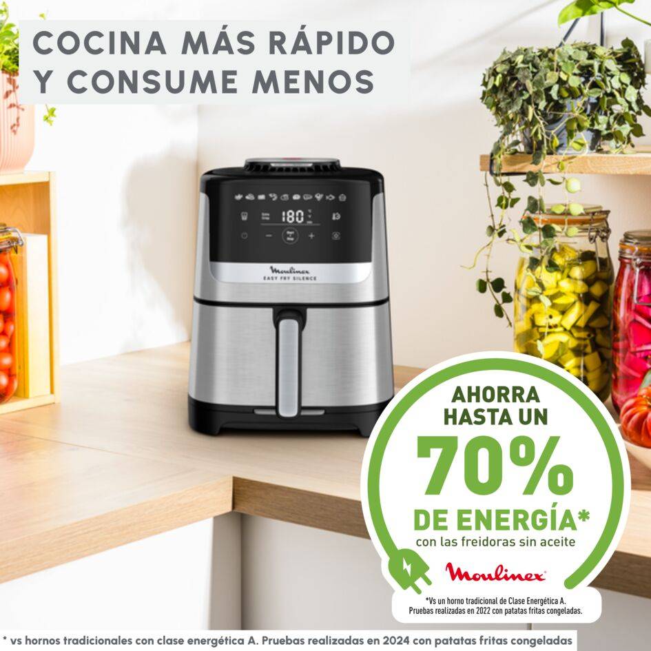  Easy Fry Silence, Freidora de aire, Cesta de Almacenaje 5&nbsp;L, Tecnología Silenciosa, Acero Inoxidable, Inox