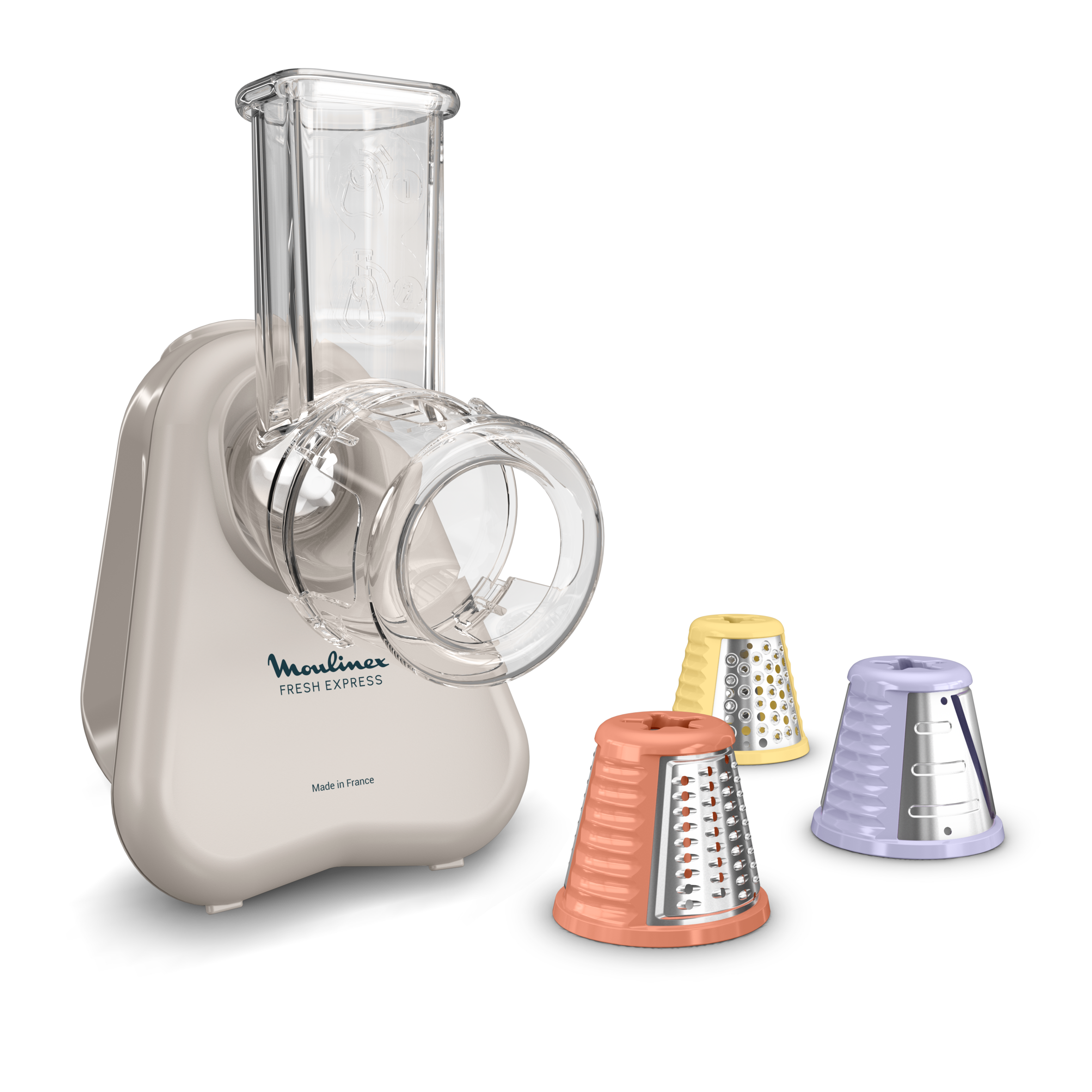 Fresh Express, Trituradora de verduras eléctrica, Sistema de extracción directa, Tritura-rebana-ralla, Gris claro