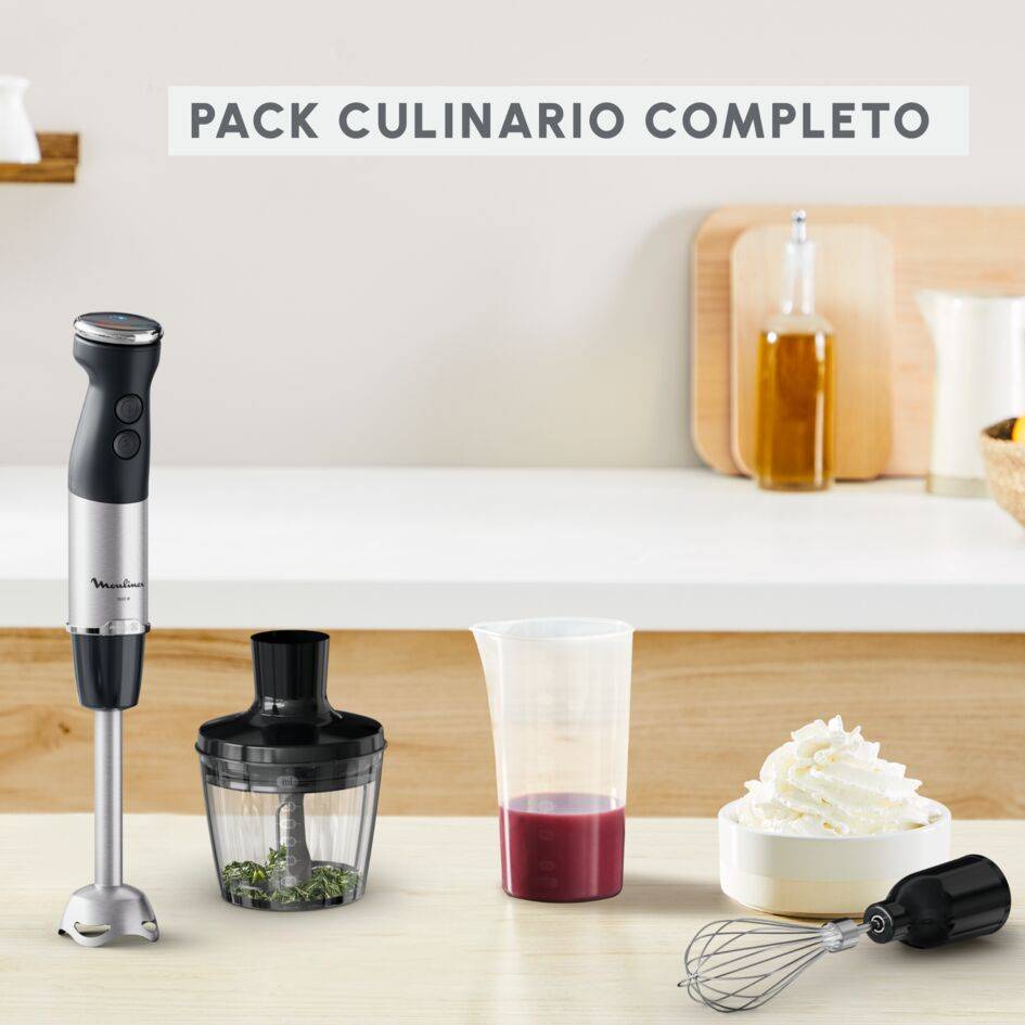  Quickchef+, Batidora de mano, procesador de alimentos 4 en 1, 20 velocidades, Negra