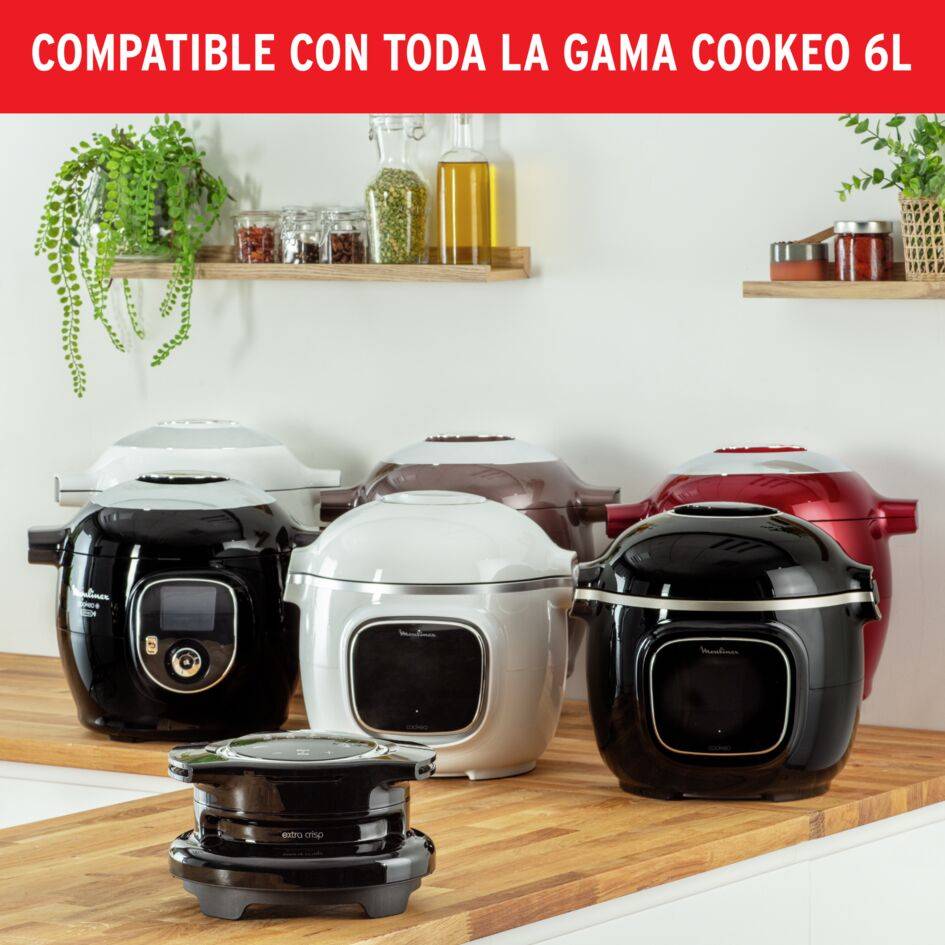 Cookeo Extra Crisp Lid, Accesorio de Cookeo, Resultados crujientes, 4 funciones automáticas, Negro