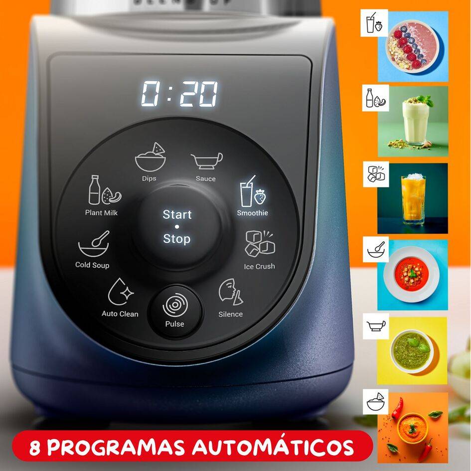 Blend Up, Batidora personal, 1000 W de potencia, 8 Programas Automáticos, Color Azul