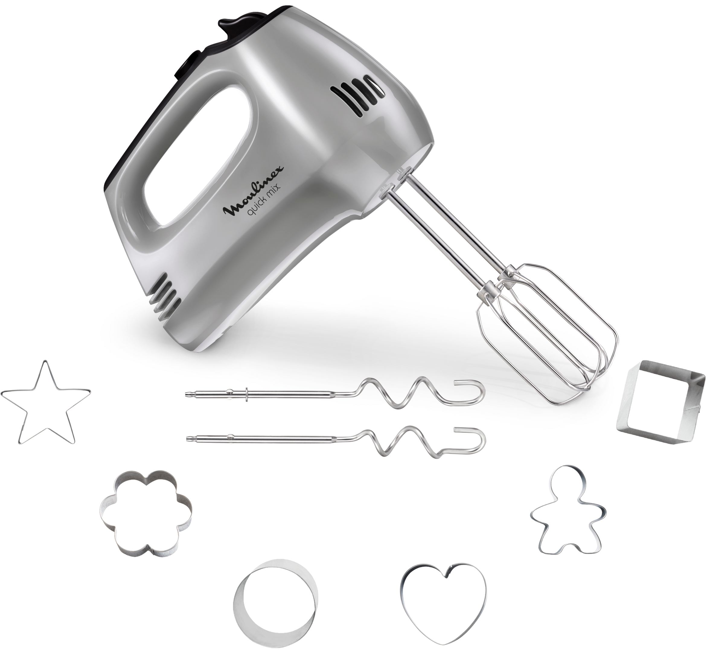 QUICK MIX PLATEADA + 6 MOLDES DE GALLETAS