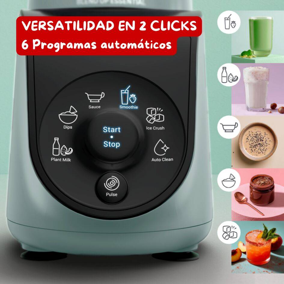 Blend Up Essential, Batidora de vaso, 800 W, 6 programas automáticos, botella con tapa para llevar, Eucalipto